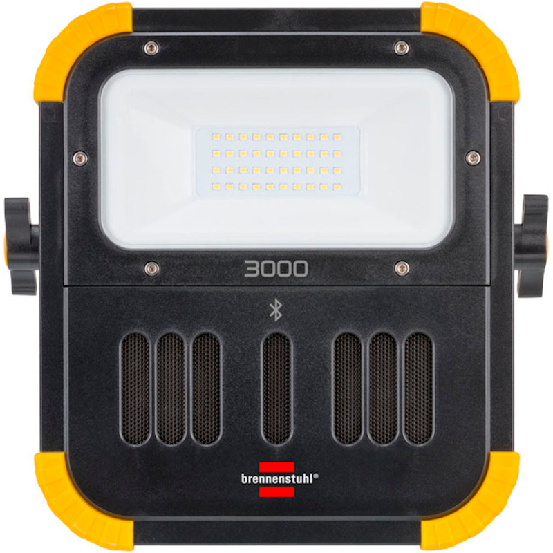 BRENNENSTUHL LED Arbeitsleuchte mit Bluetooth Lautsprecher und integrierter Powerbank schwarz/gelb