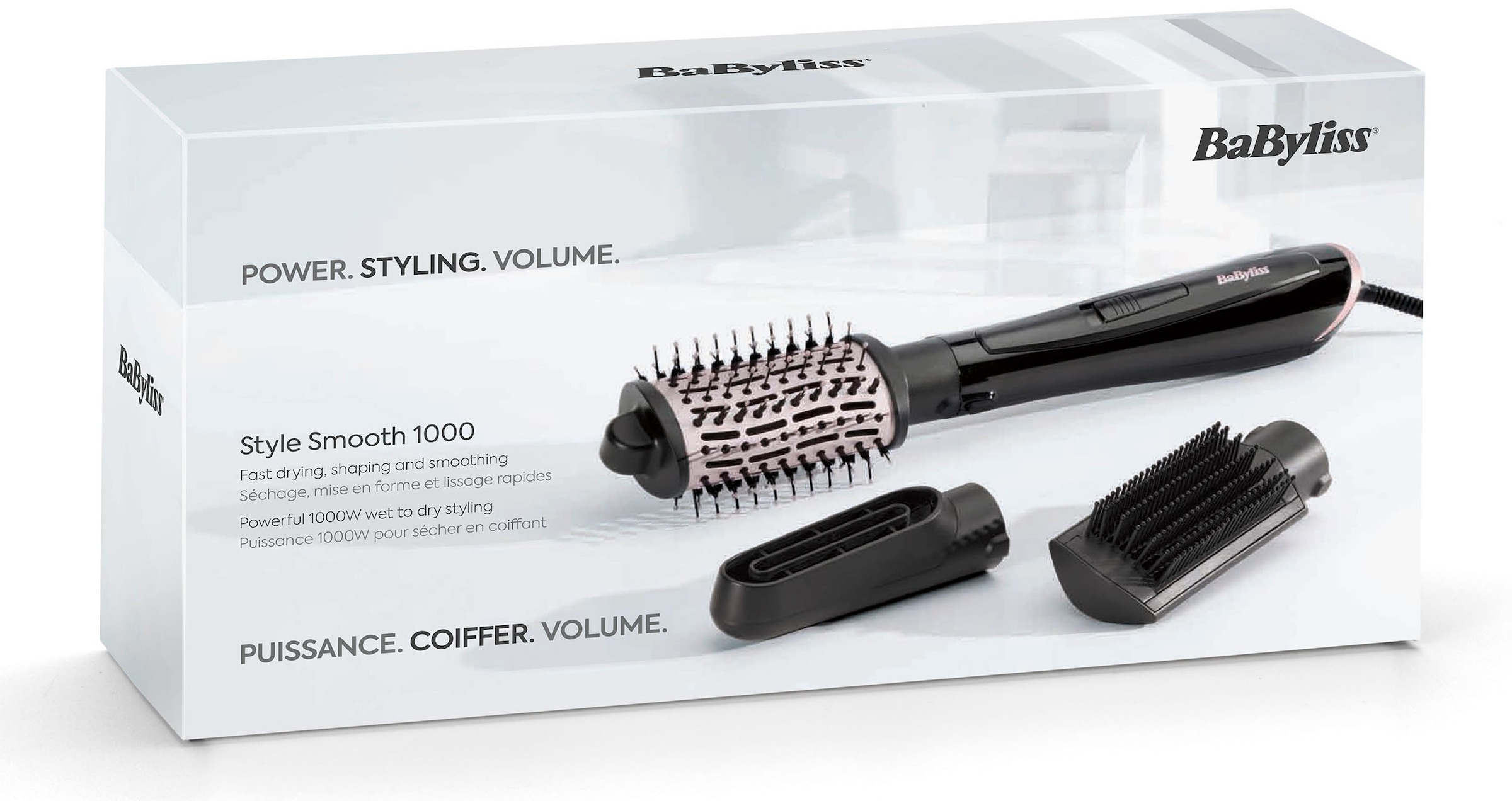 BaByliss Warmluftbürste »Style Smooth 1000 AS128E«, 3 Aufsätze