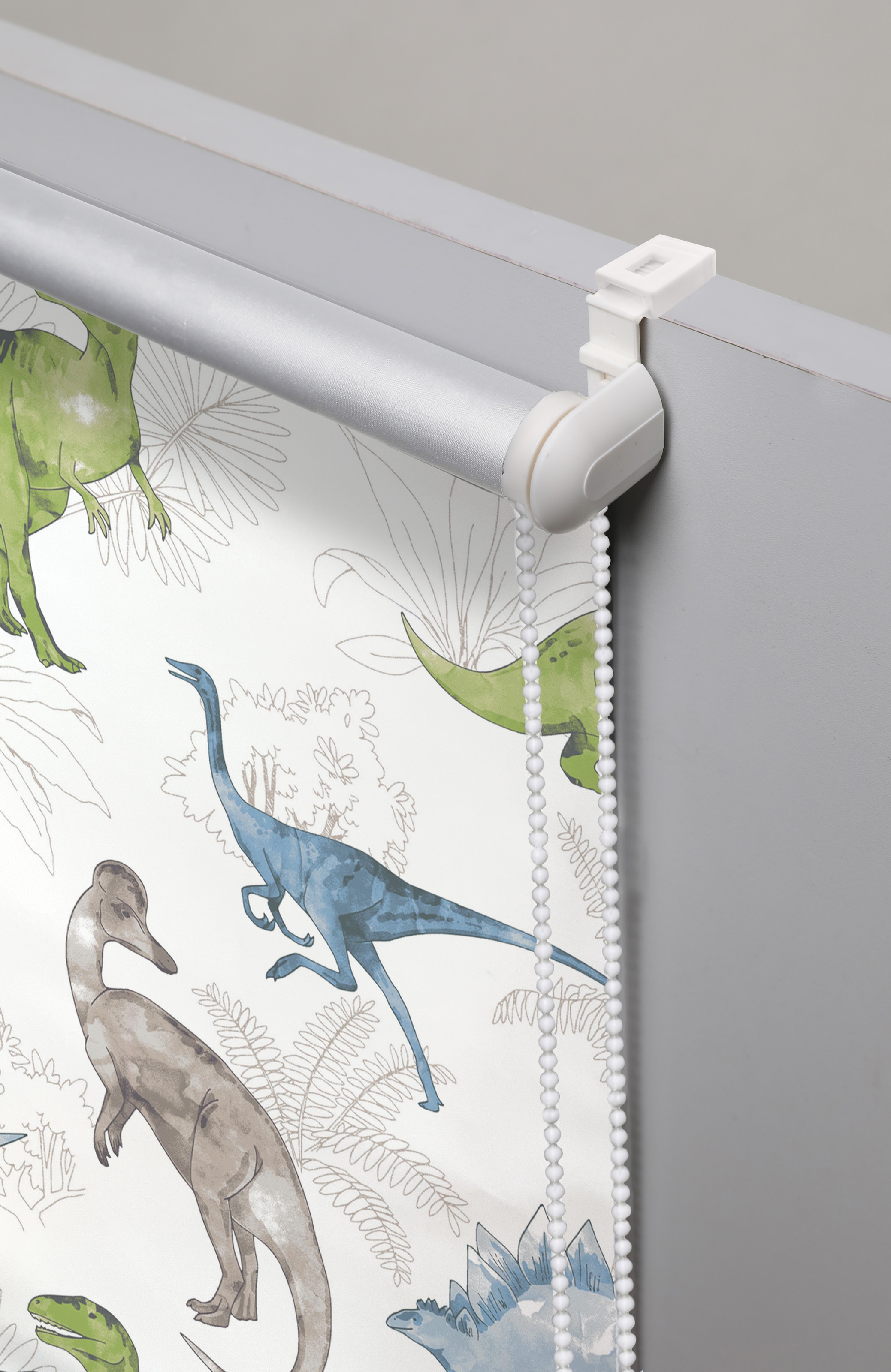 Lüttenhütt Rollo »DINO«, verdunkelnd, Blendschutz-Sichtschutz-Verdunkelung, ohne Bohren, freihängend, Fixmaß, Klemmfix, DINO, Kinderrollo -NEUHEIT!