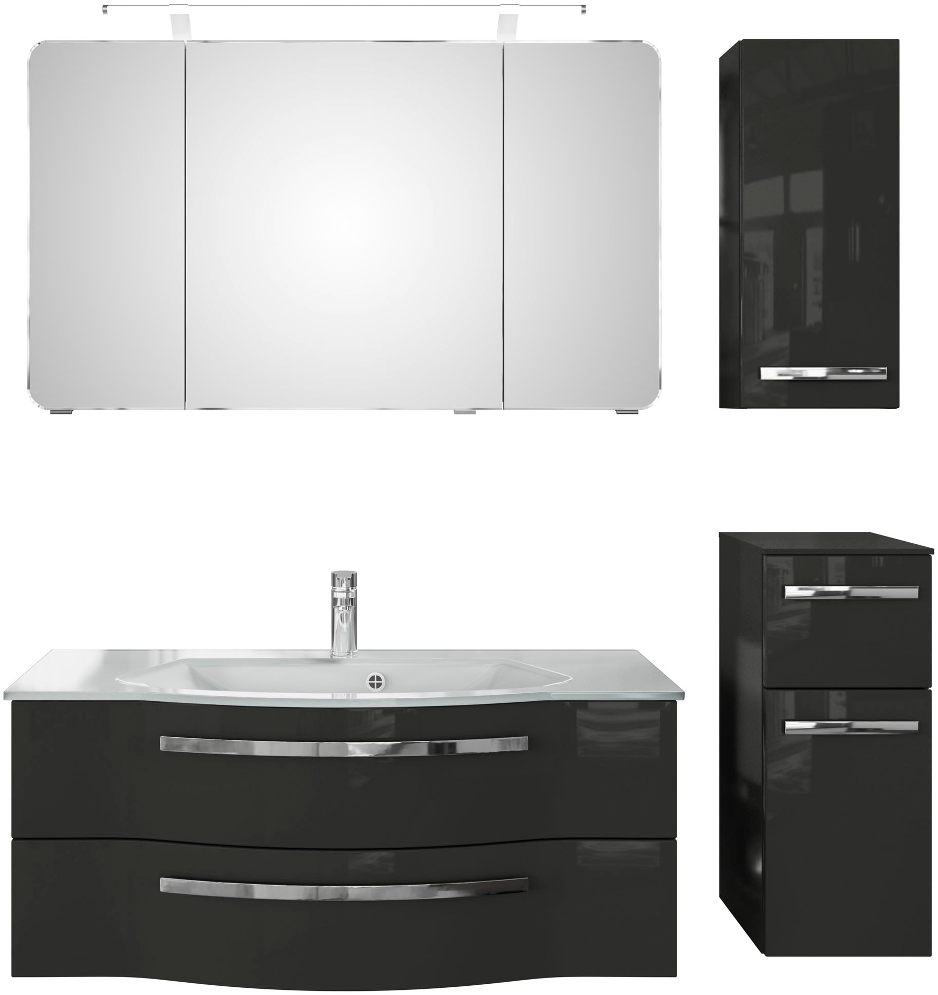 Saphir Badmöbel-Set »Serie 4005, vormontiert, Glaswaschbecken, Spiegelschra günstig online kaufen