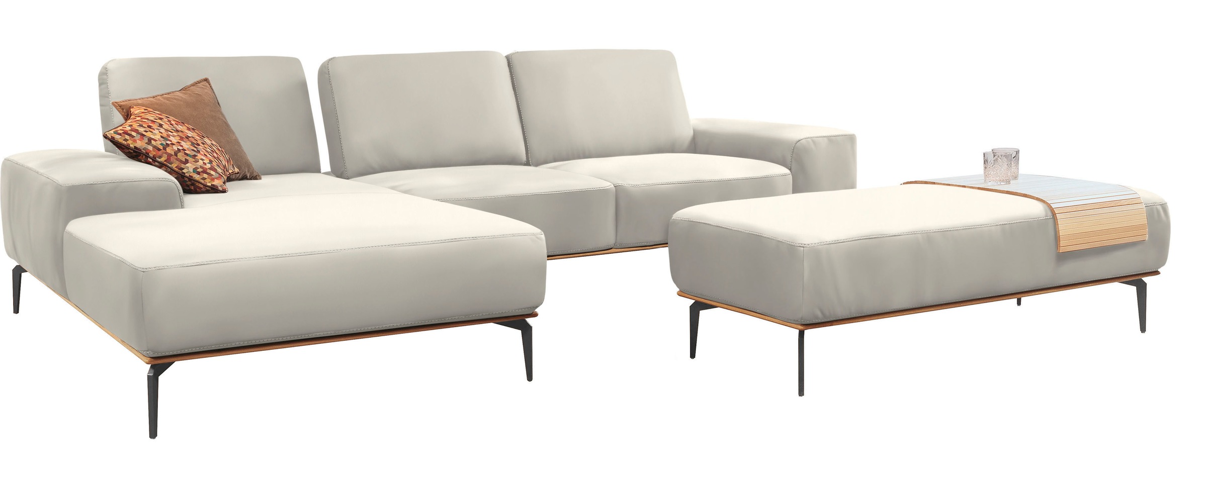 W.SCHILLIG Ecksofa »run, Designsofa mit tollem Sitzkomfort, bequem, L-Form«, mit Holzsockel, Füße in Schwarz pulverbeschichtet, Breite 319 cm