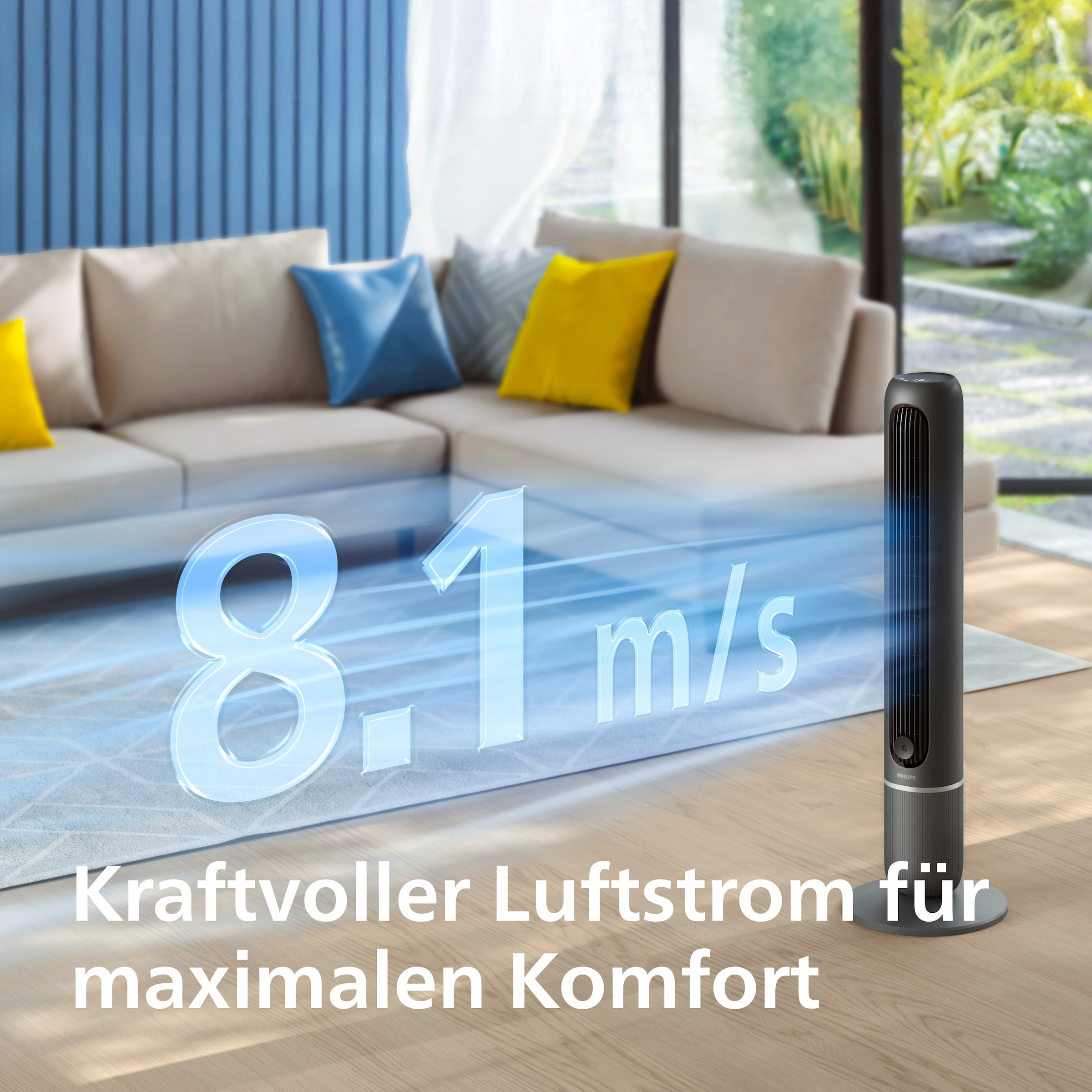 Philips Turmventilator »CX5550 Serie 5000 mit 5 Geschwindigkeiten u. Aromatherapie-Zusatz« Oszillierend, leise, mit Timer u. Fernbedienung