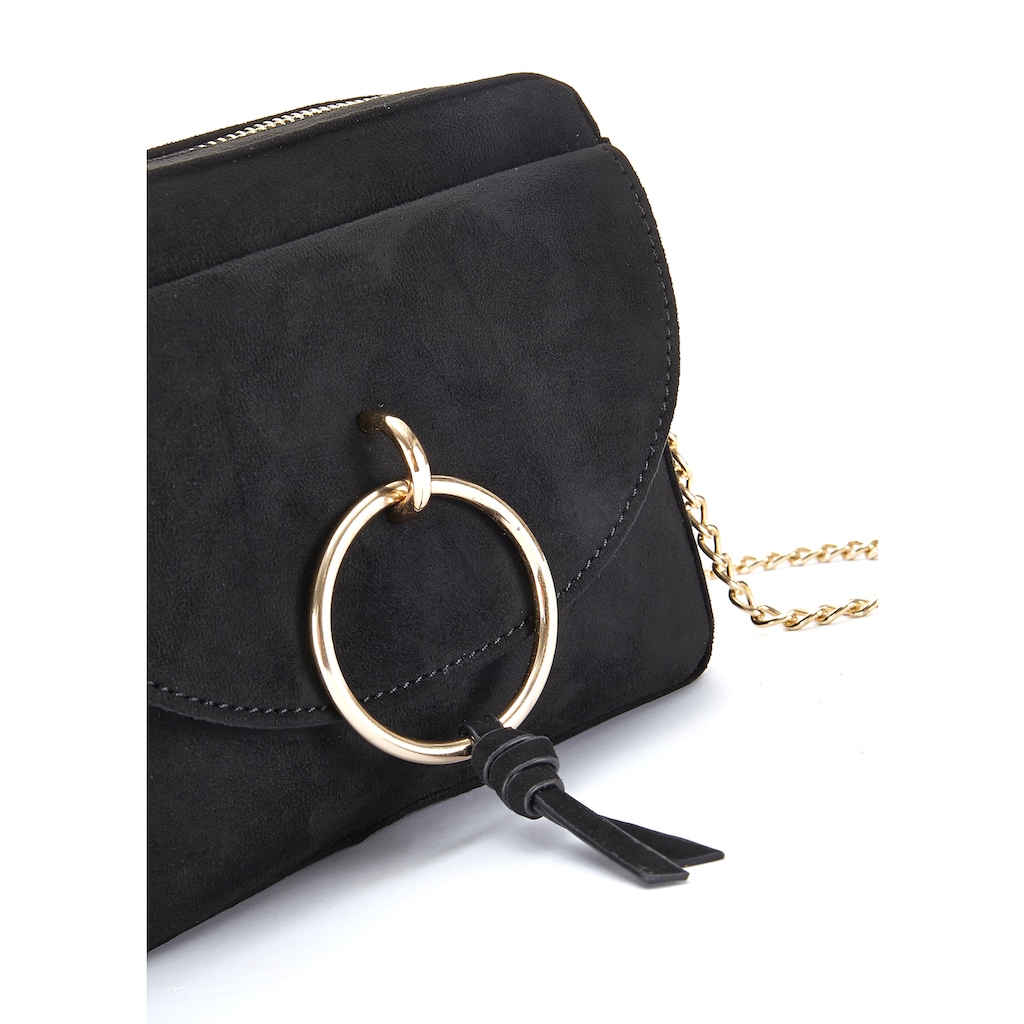 LASCANA Umhängetasche, Minibag mit Kettenhenkel und Ring-Applikation