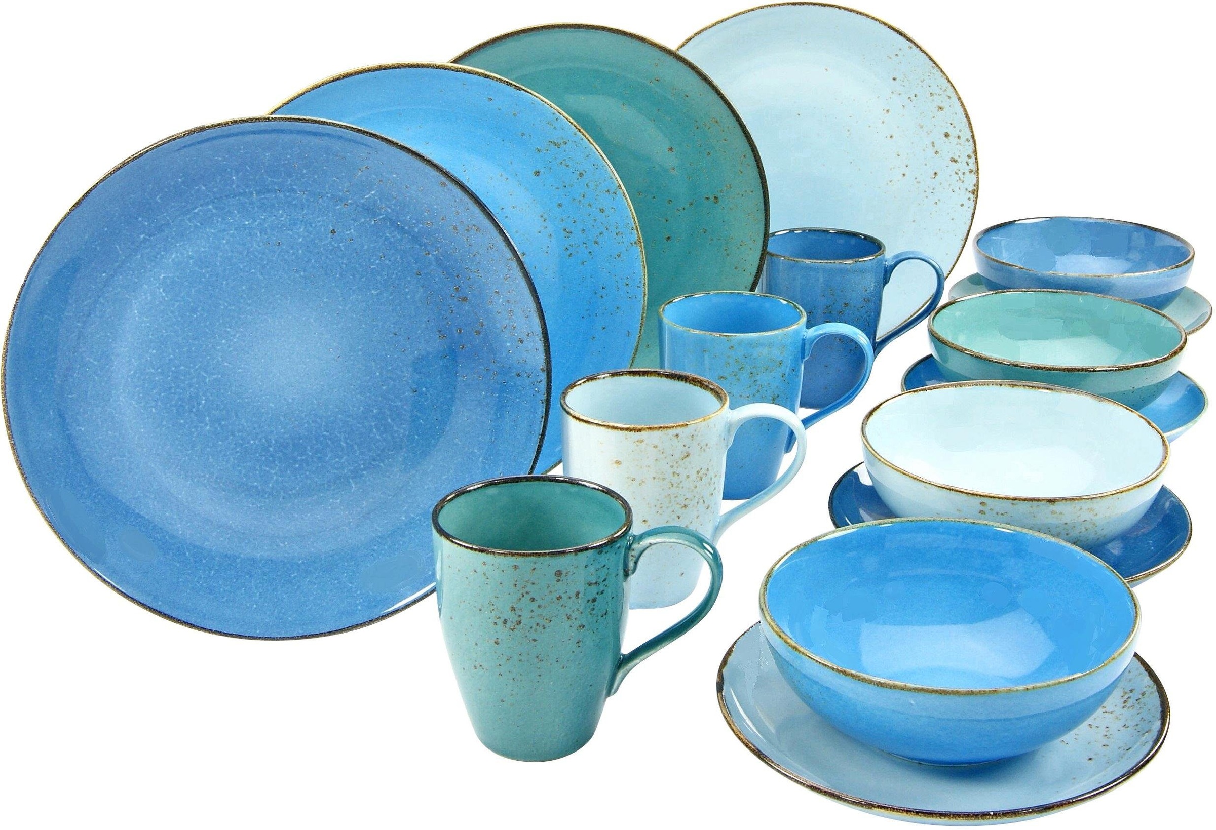 CreaTable Kombiservice Nature Collection Aqua blau Keramik 16 tlg. günstig online kaufen