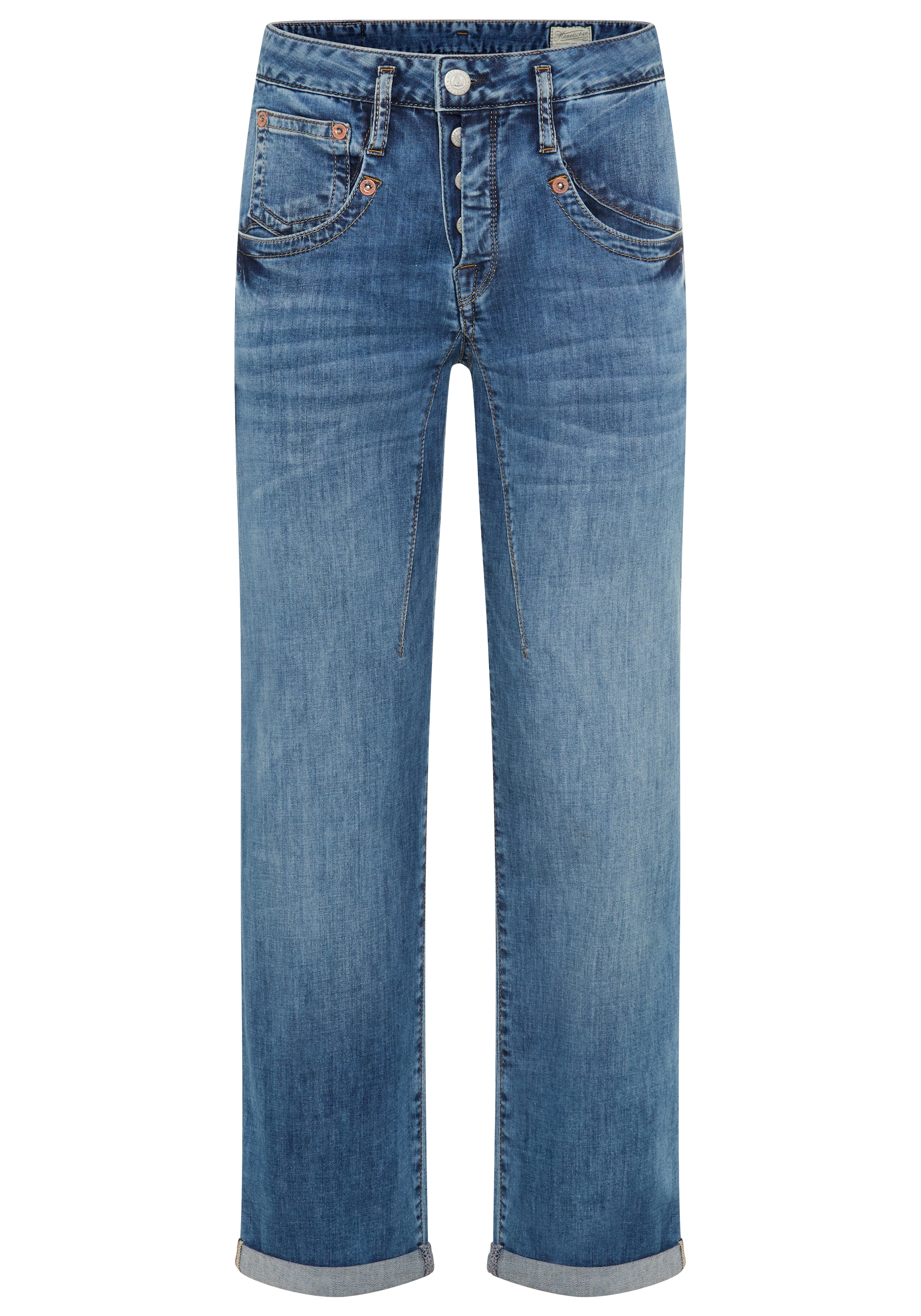 Herrlicher Boyfriend-Jeans »Shyra Tap Denim Light« im Straight Fit, mit Knopfleiste