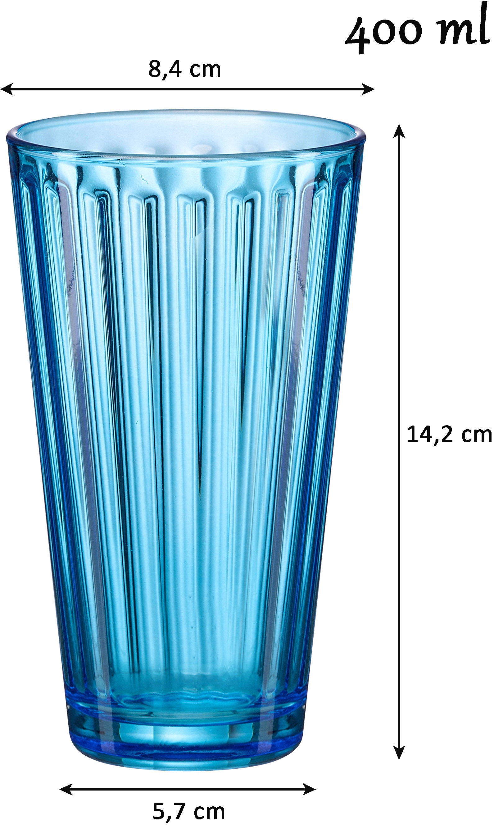 Ritzenhoff & Breker Longdrinkglas »Lawe«, (Set, 6 tlg., 6 Longdrinkgläser, je 400 ml), topaktuelles Innen-Facettierung