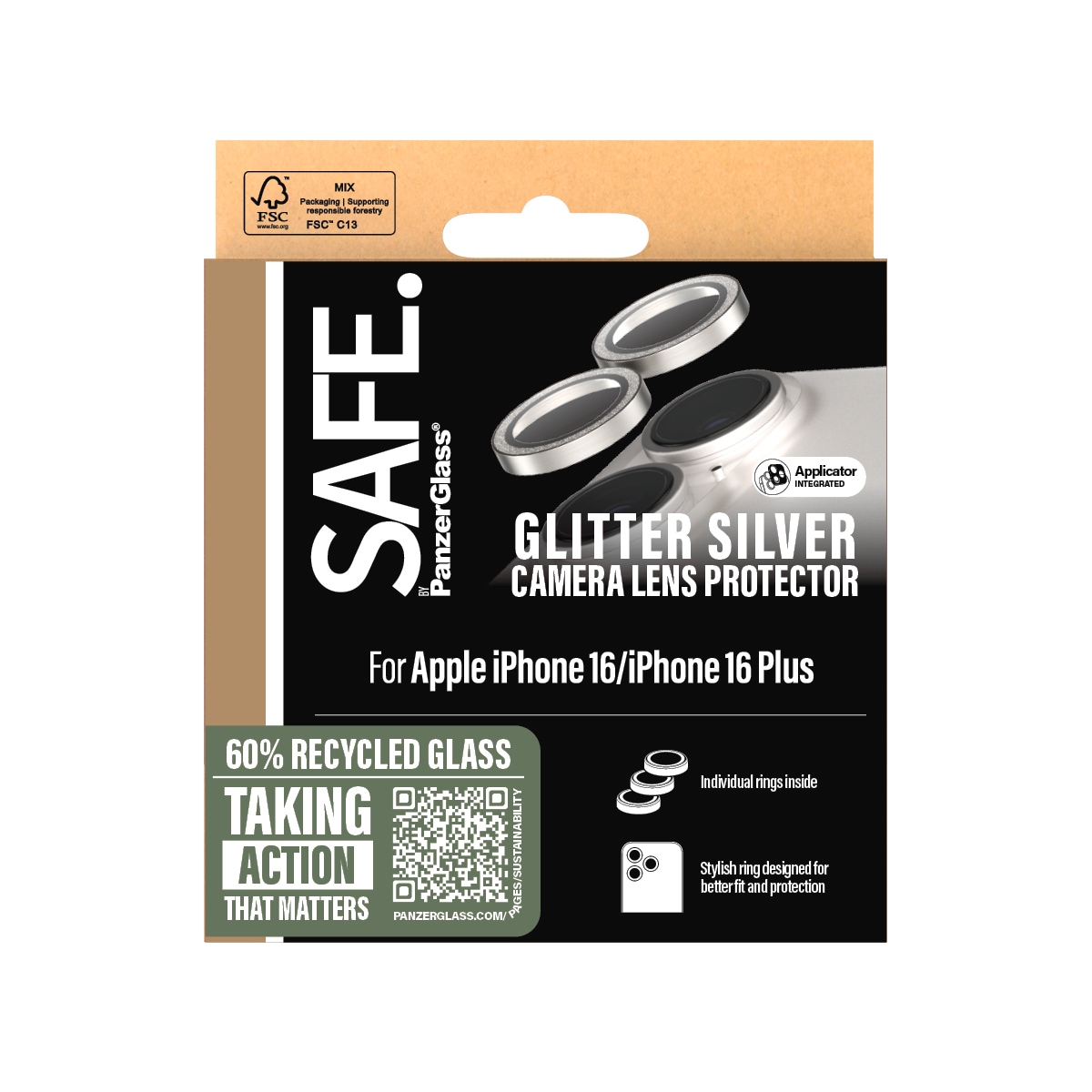 SAFE by PanzerGlass Kameraschutzglas »Camera Lens Protection« für Apple iPhone 16;Apple iPhone 16 Plus Kameraschutz, Schutzglas, Linsenschutz, kratz- & stoßfest