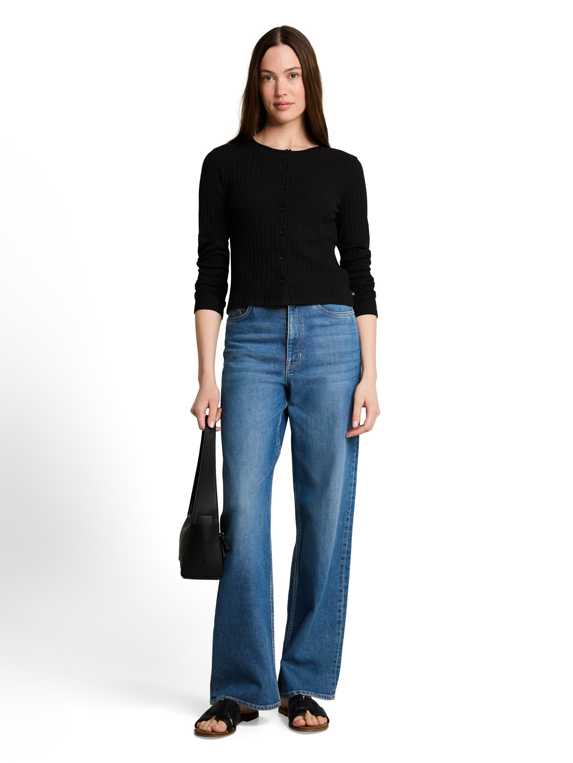 TOM TAILOR Denim Cardigan mit feiner Struktur und Knopfleiste