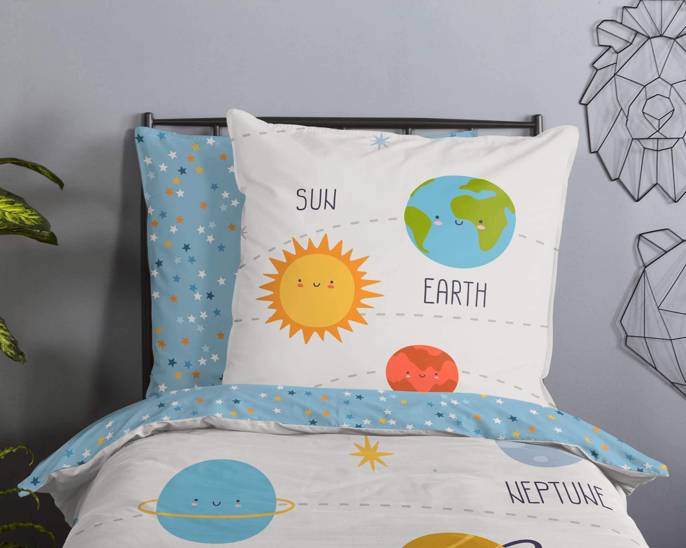 good morning Kinderbettwäsche »Astraa« 2 Stk. tlg. Baumwolle, Renforcé, Wendeoptik, Kind, Junge, Planet, Raum