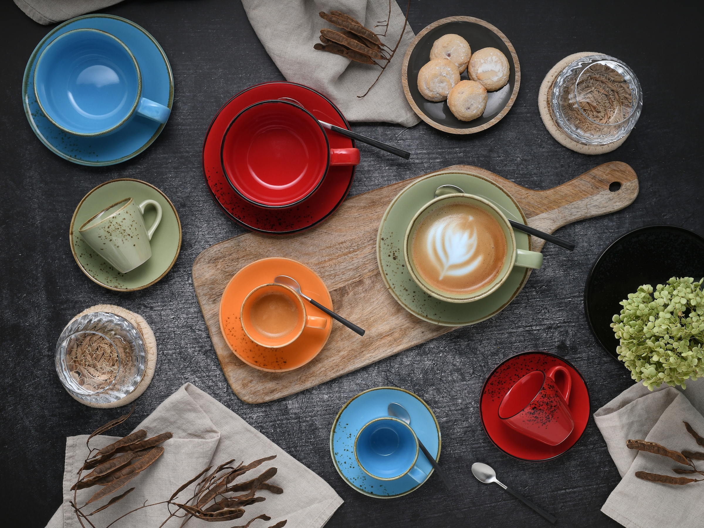 CreaTable Tasse »Nature Collection, Tassen-Set 16-tlg.« Naturverbundenes Design, Einzigartige Oberfläche