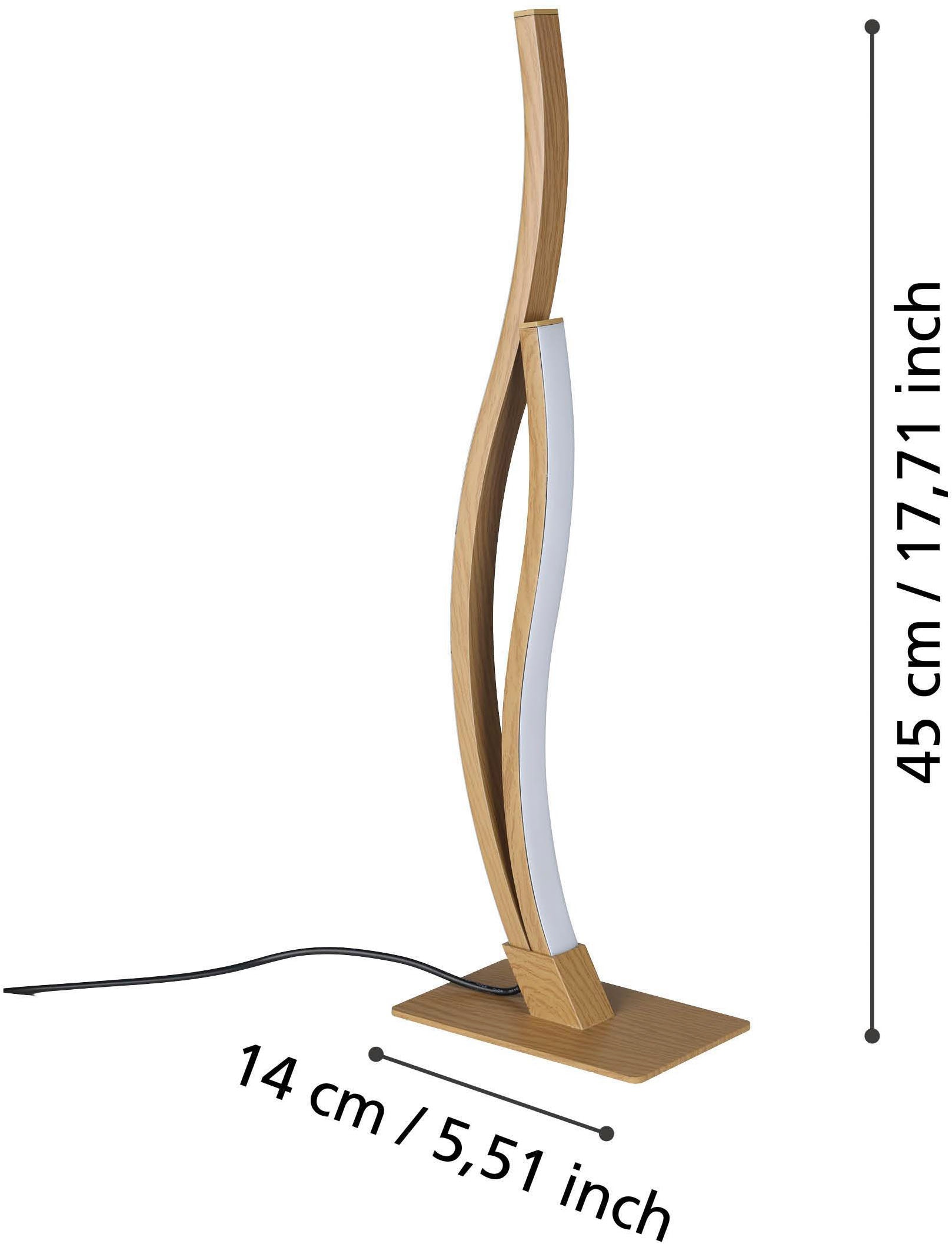 EGLO Tischleuchte »Grisolia Nachttischlampe, Tischlampe, Metall und Kunststoff, Lampe« LED-Modul 1 Stk. Neutralweiß Tischleuchte - H45,5 cm - braun - 12W inkl.