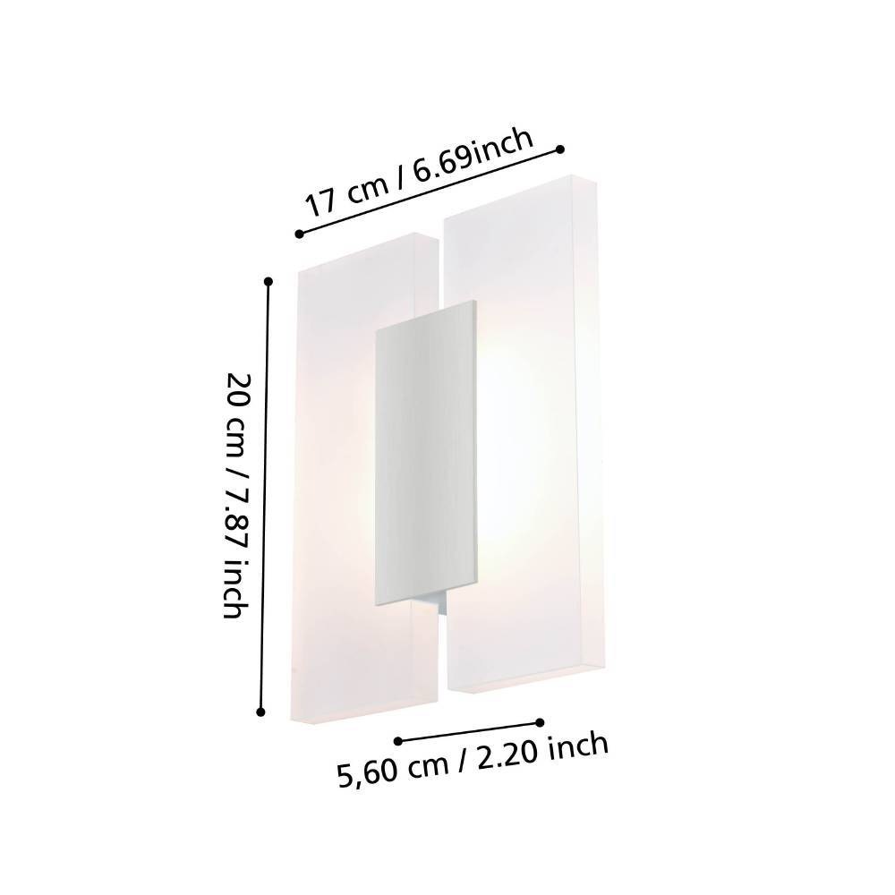 EGLO Deckenleuchte »METRASS 2 Wandleuchte, Wandbeleuchtung, Flurlampe, weiß, modern«, 2 flammig, Leuchtmittel LED-Board | LED fest integriert, Wohnzimmerlampe, satiniertes Kunststoff, schlicht, Alu, 20x17x5,5cm