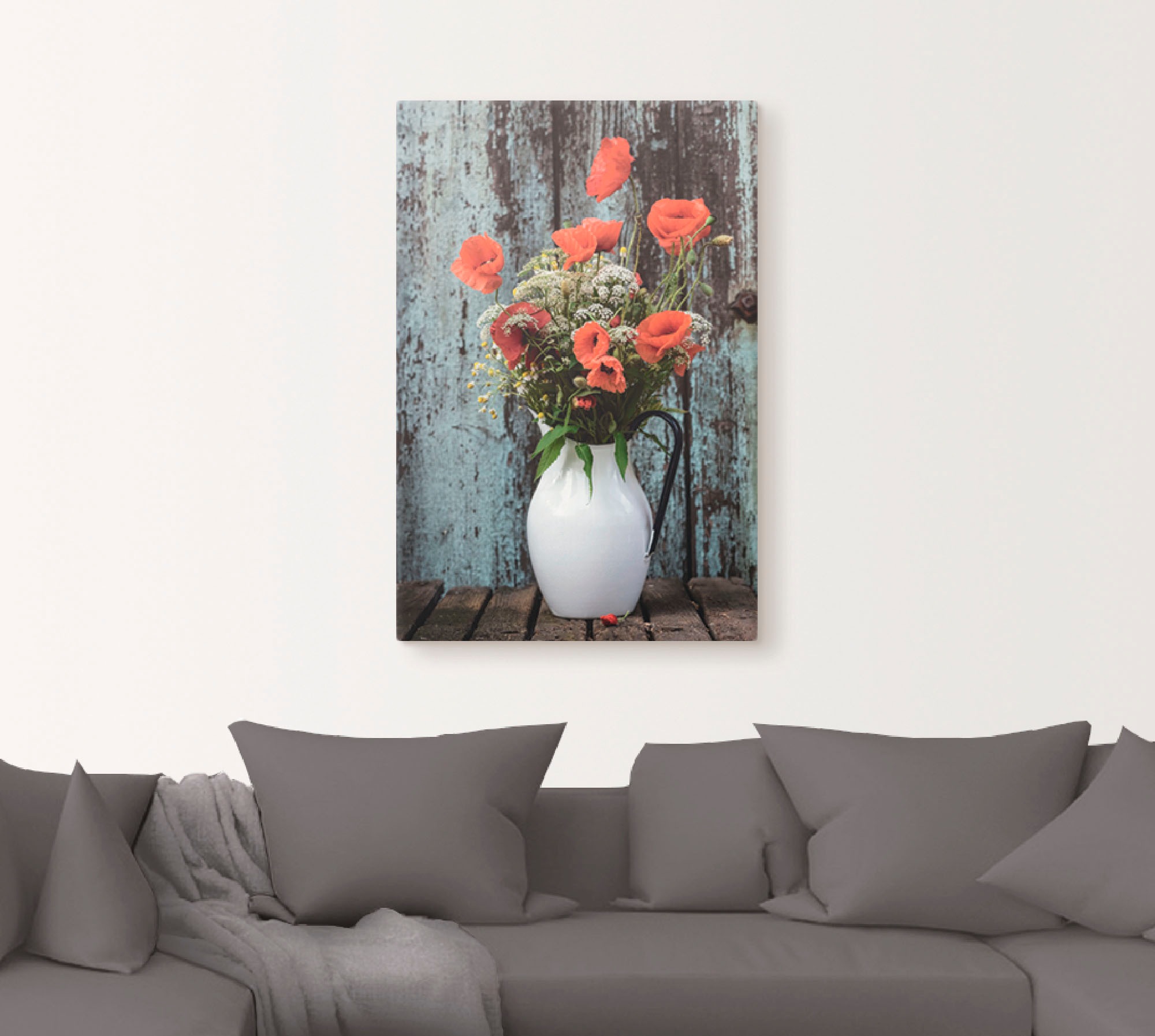Artland Wandbild »Krug mit Mohnblumen« Blumen 1 Stk. tlg. als Alubild, Outd günstig online kaufen