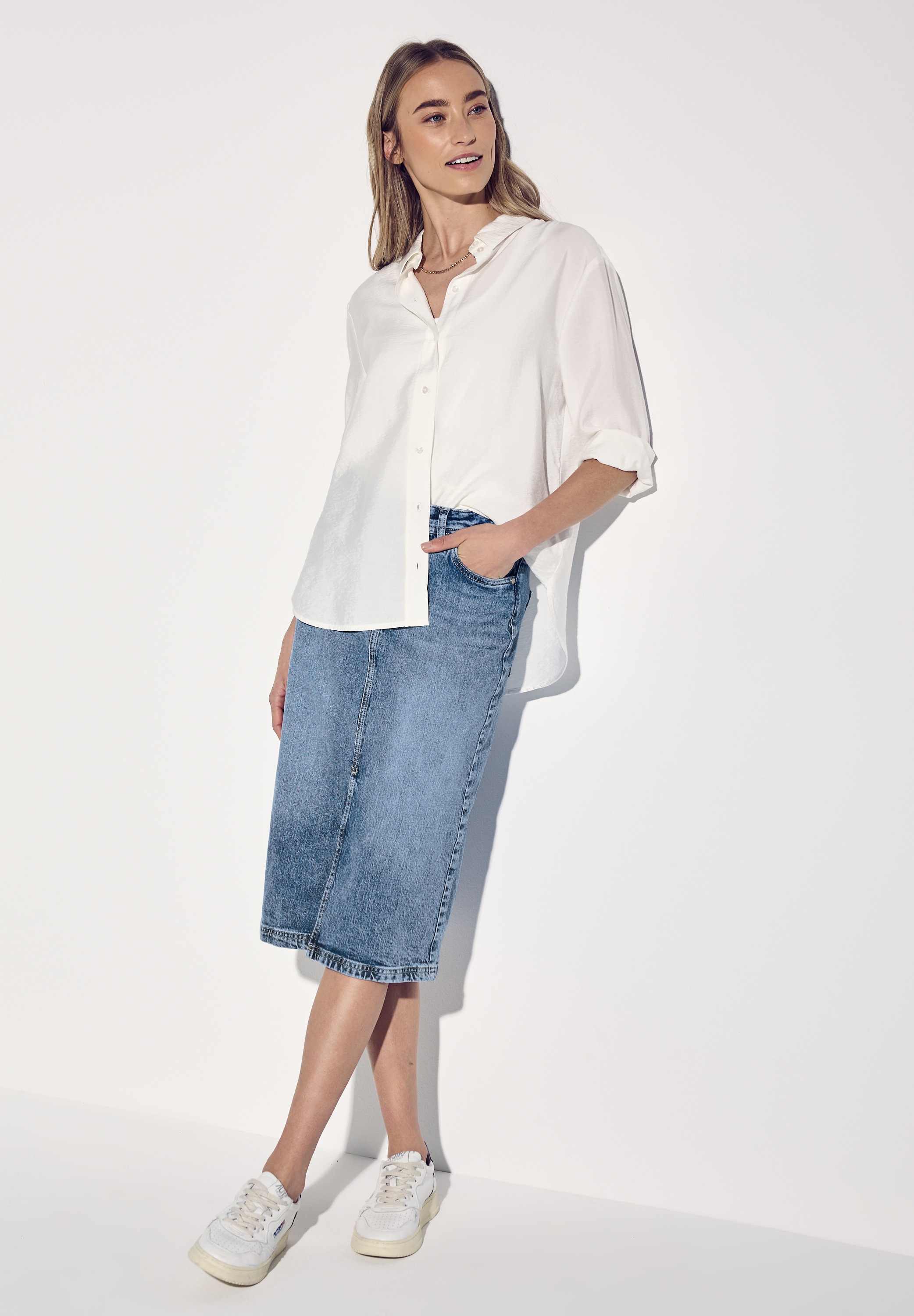 STREET ONE Jeansrock, mit Schlitz vorne