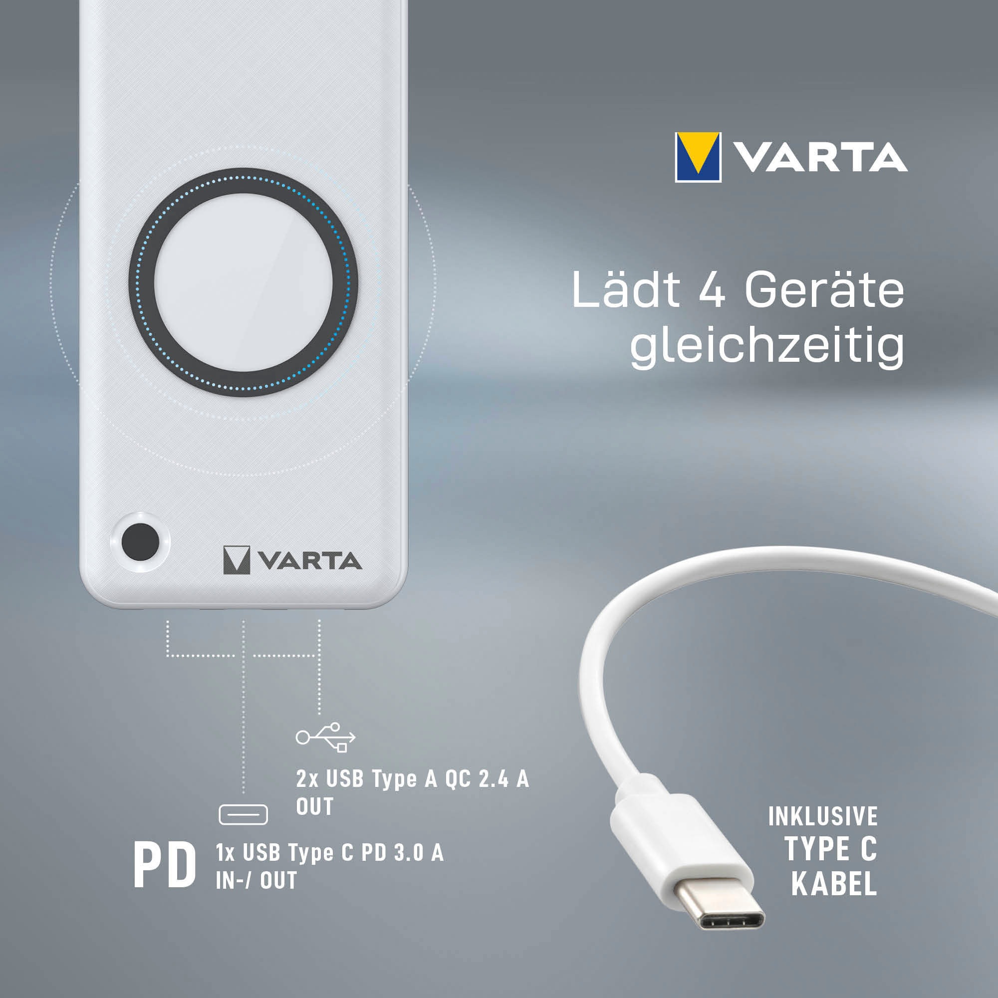 VARTA Batterie-Ladegerät »Wireless Power Bank 20.000«