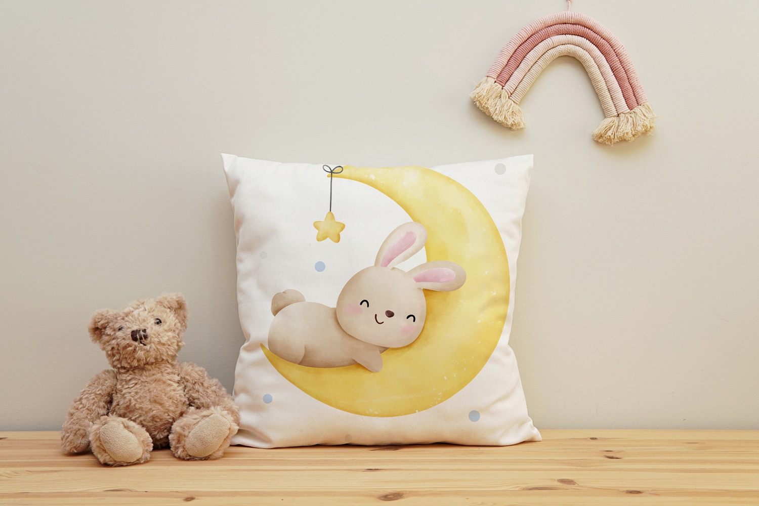 queence Dekokissen »Schlafender Hase«, Kissenhülle mit HD Premium Druck, geruchsneutral, 40x40cm