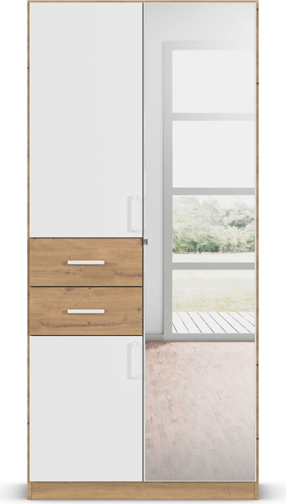 rauch Drehtürenschrank »Maika« mit Spiegel, 2 Schubladen, in verschiedenen Breiten, Höhen und Farben