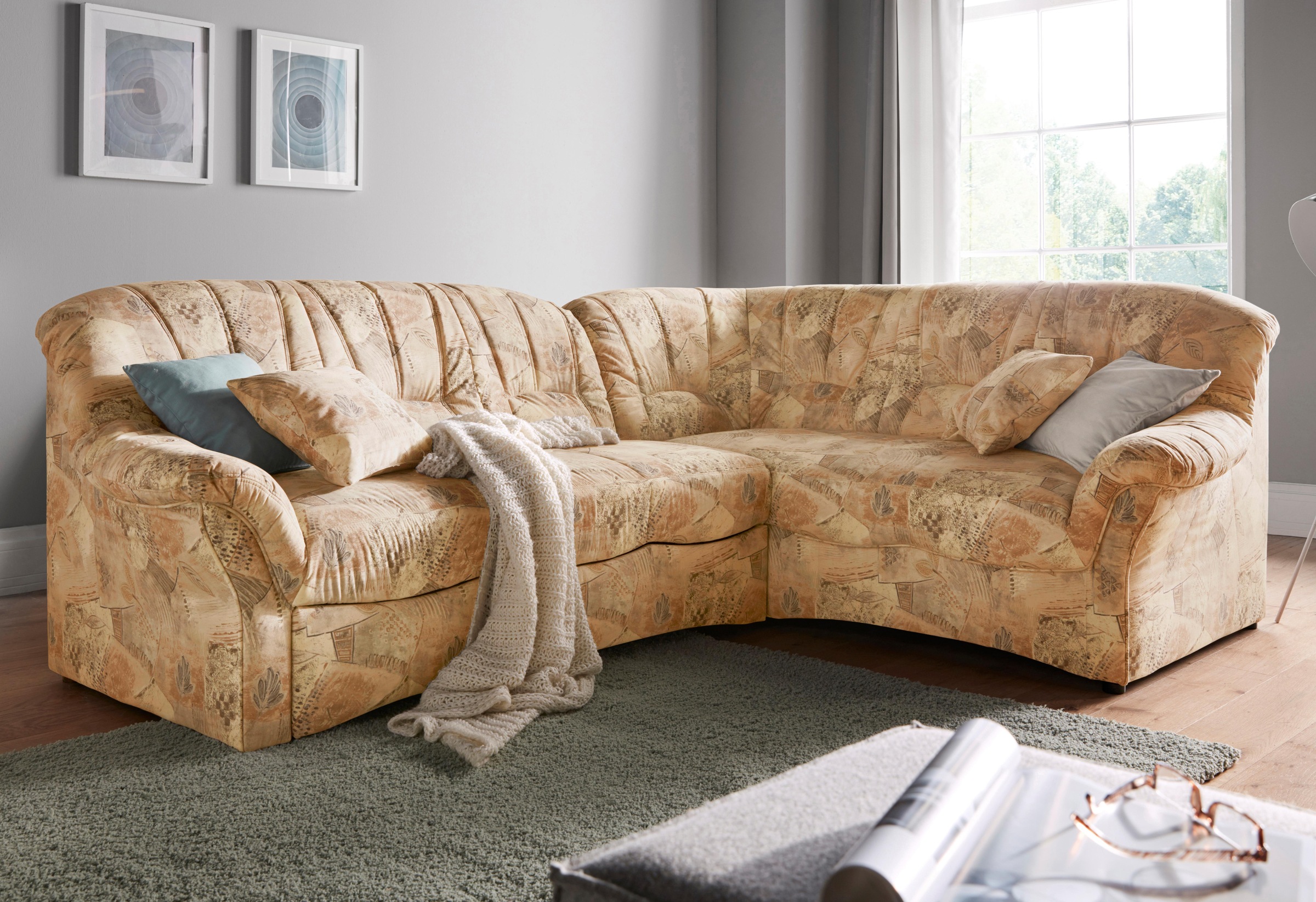 DOMO collection Ecksofa »Bahia, zeitlos und elegant, bequeme Armlehnen, L-F günstig online kaufen