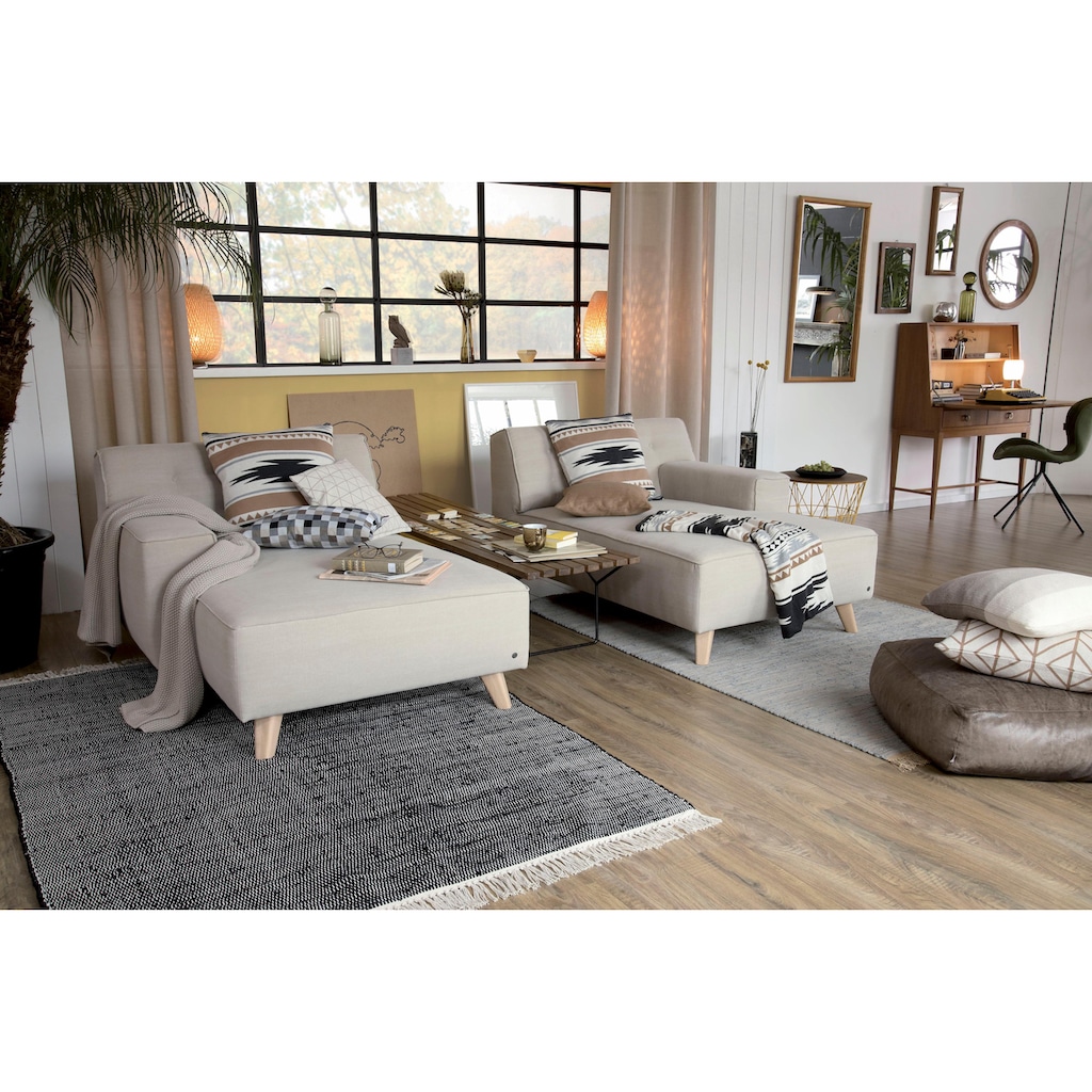 TOM TAILOR HOME Recamiere »NORDIC CHIC«, im Retrolook, Füße Buche natur, Recyclingstoff REC