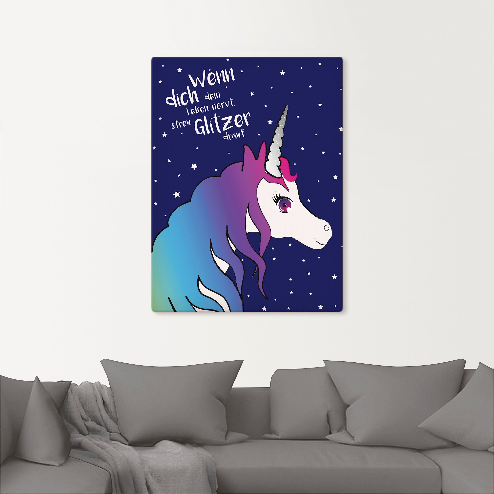 Artland Wandbild »Einhorn streu Glitzer auf dein Leben«, Animal Fantasy, (1 günstig online kaufen