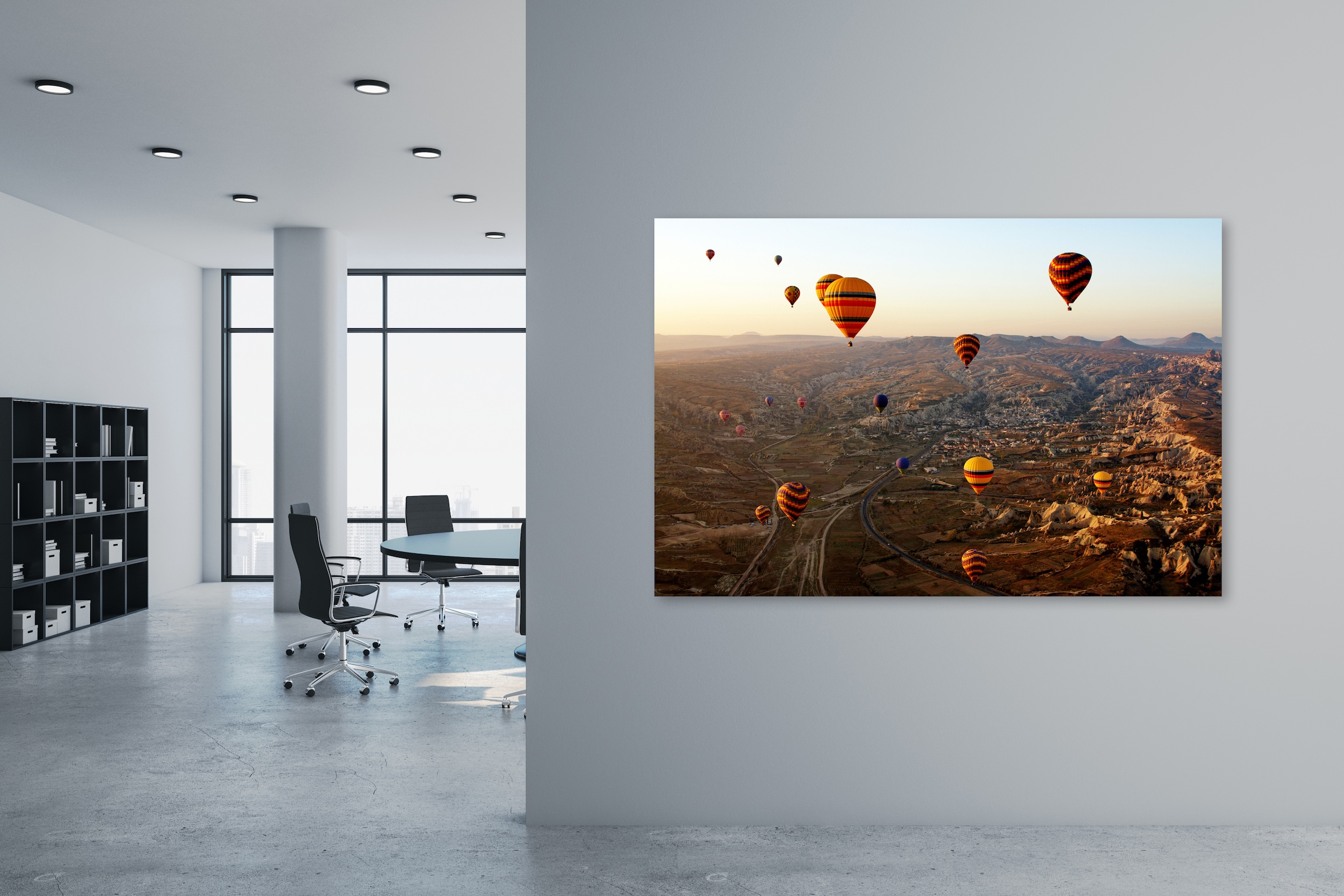 queence Leinwandbild »Ballonfahrt«, Heißluftballon-Spa-Himmel, (1 St.), Akustikbild mit sehr guten Schallabsorptions-Eigenschaften