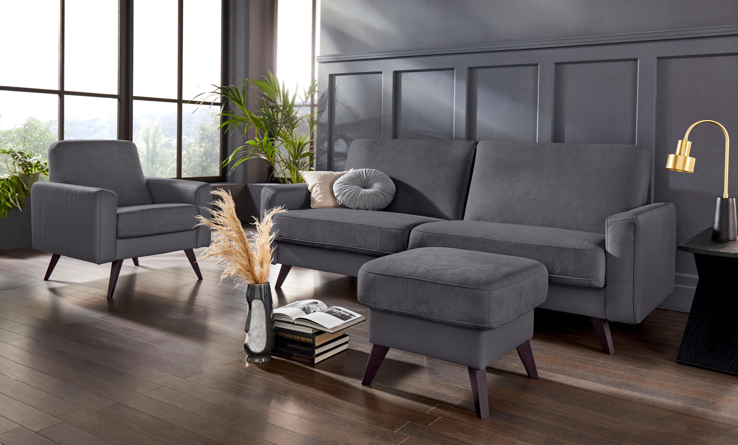 exxpo - sofa fashion 3-Sitzer »Samso, elegant und bequem, toller Sitzkomfort, Schlafsofa«, Kippcouch, inklusive Bettfunktion und Bettkasten, Komfortsitzhöhe 49cm