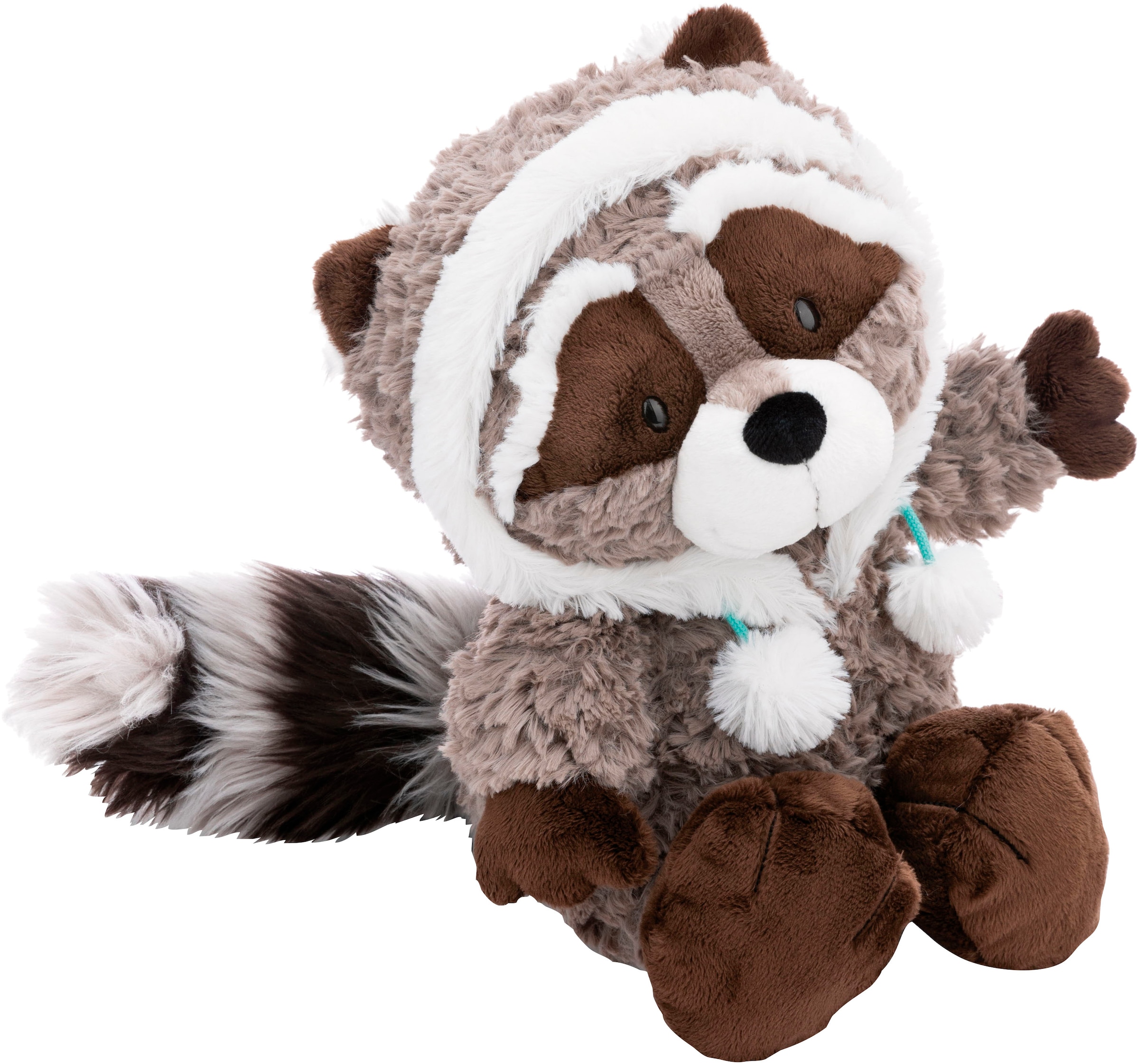 Nici Kuscheltier »Winter, Waschbär Lenno, 25 cm«, schlenkernd, mit Kapuze