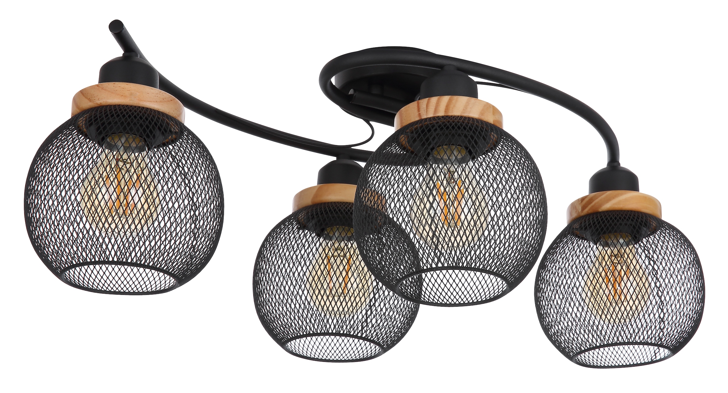 GLOBO LIGHTING Deckenleuchte »PABLO« E27 1 Stk. Deckenlampe Metall schwarz Metallgeflecht Holz Küche Wohnzimmer