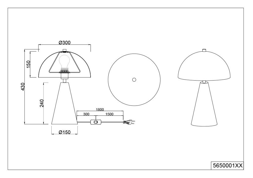 TRIO Leuchten Tischleuchte »ALFIE, Metall Tischlampe Höhe 43cm Ø 30cm exkl 1x E27 max 40W« E27 1 Stk. warmweiß - kaltweiß Schnurschalter ON/OFF, aus min. 50% Recycling-Material