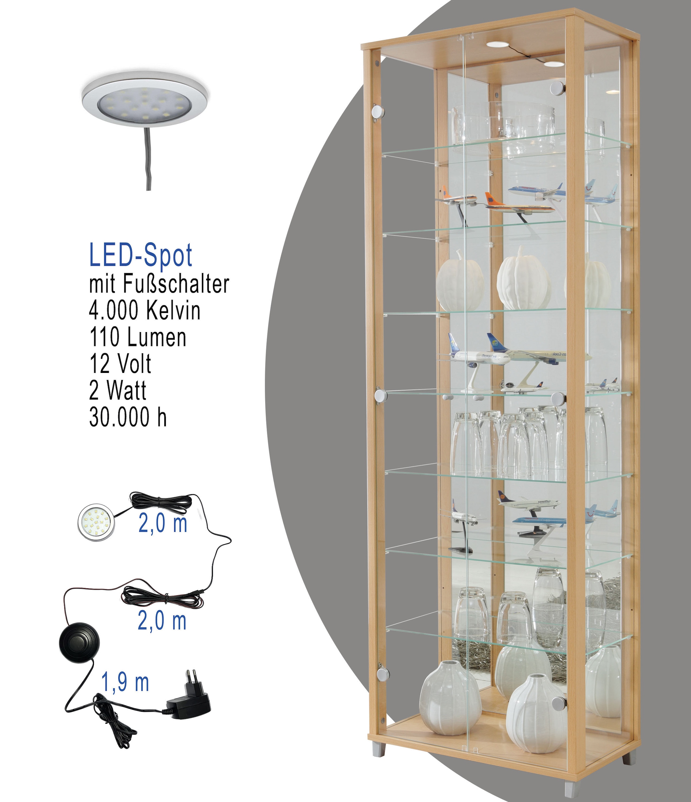 fif möbel Vitrine »OPTIMA« Standvitrine/Glasvitrine 2x Glastür,perfekt für Sammler,Sammlervitrine