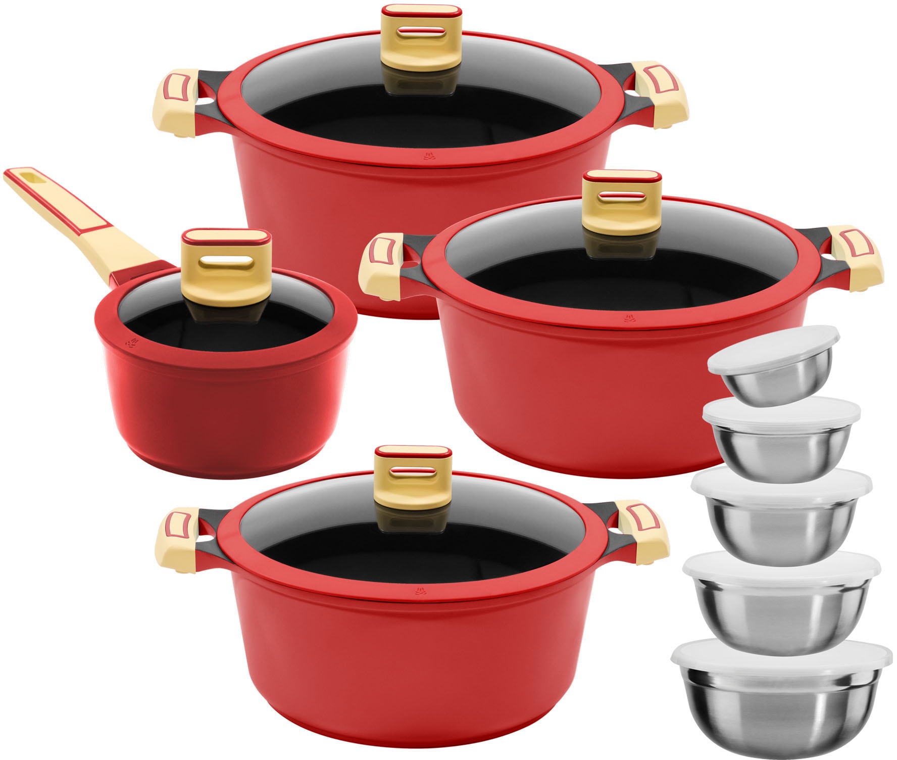 KING Topf-Set Aluminiumguss Set, Kochtopf 18/20/24 cm, Stieltopf 16 cm, Sch günstig online kaufen
