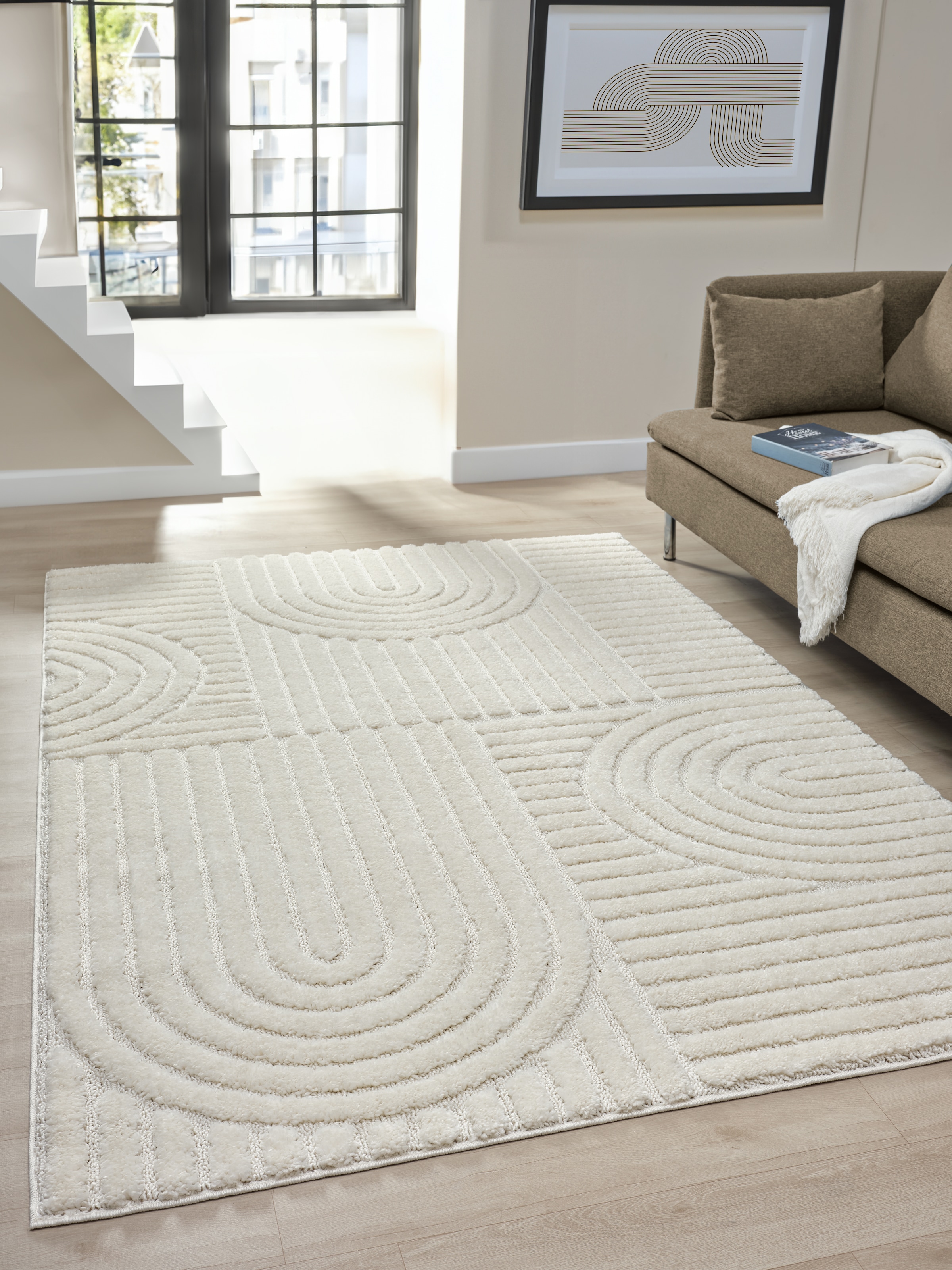OTTO home Teppich »Jonne«, rechteckig, 20 mm Höhe, Boho Design, 3D Optik, Scandi, Wohnzimmer, Schlafzimmer
