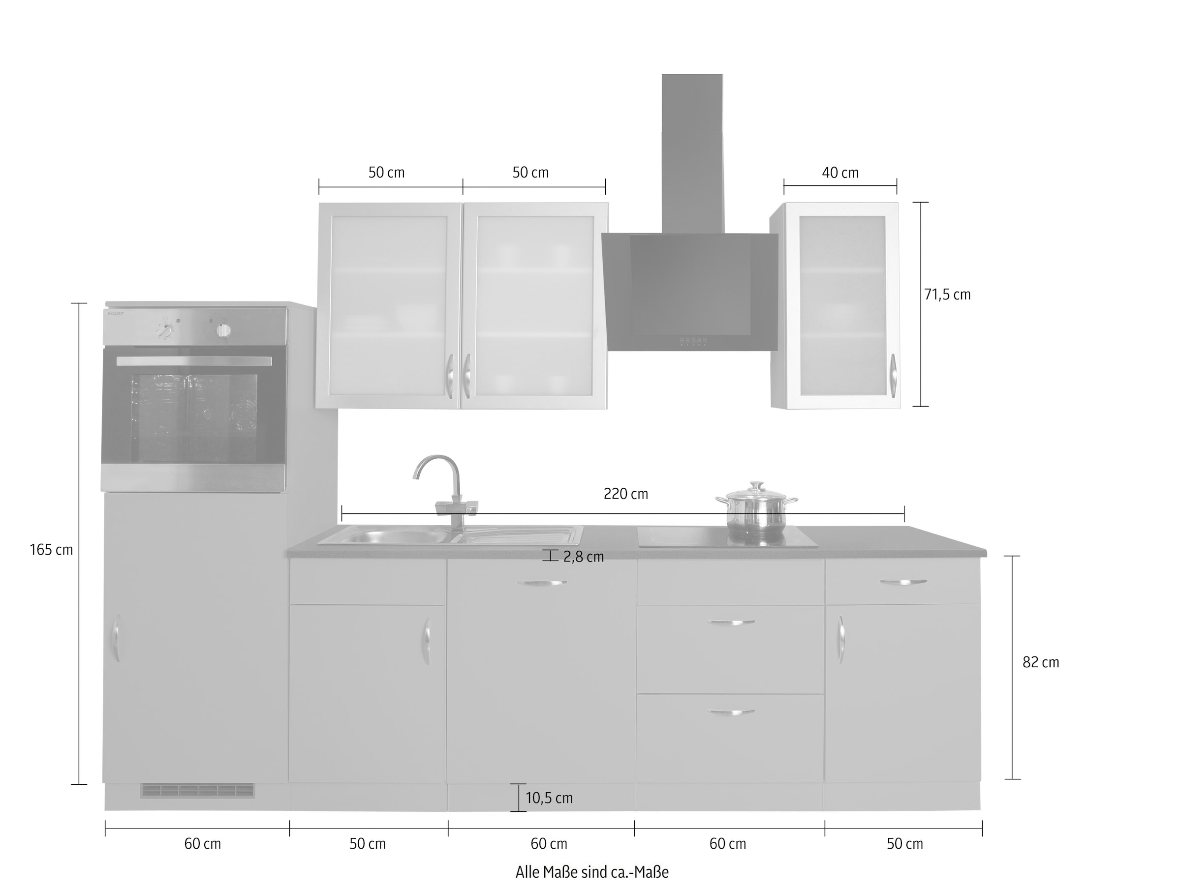 wiho Küchen Küchenzeile »Peru«, mit E-Geräten, Breite 280 cm auf Raten  bestellen
