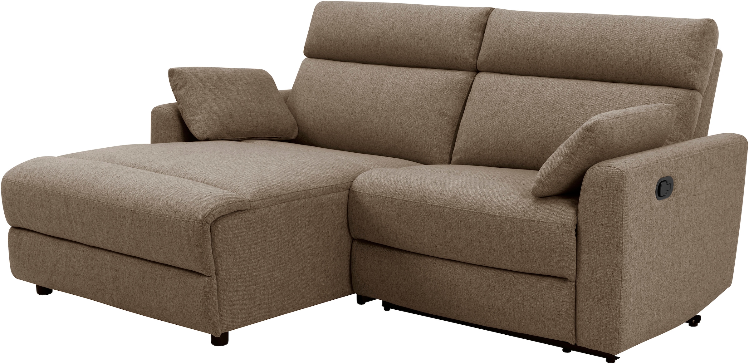 INOSIGN Ecksofa »JENNA, L-Form, 209cm, manuelle u. elektrische Funktion, mit USB A/C,«, Liegefunktion 105°-150°, Federkern, Struktur fein