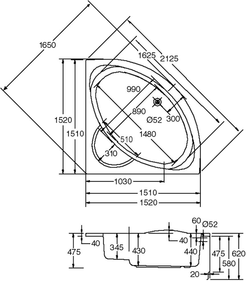 OTTOFOND Whirlpool-Badewanne »Sardinia«, (Komplett-Set, 1 tlg.), Premium, chrom mit Schürze