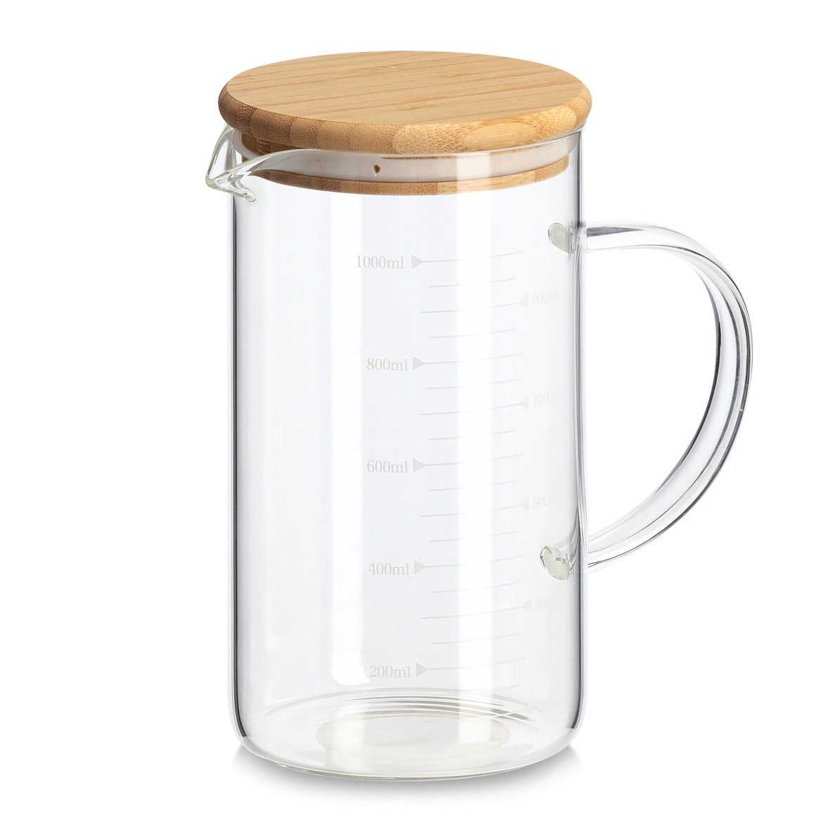 Zeller Present Messbecher »Messbecher mit Bambusdeckel 2tlg.« Glas Set, 2 Stk. tlg. ca. Ø10(x17)x18,5 cm