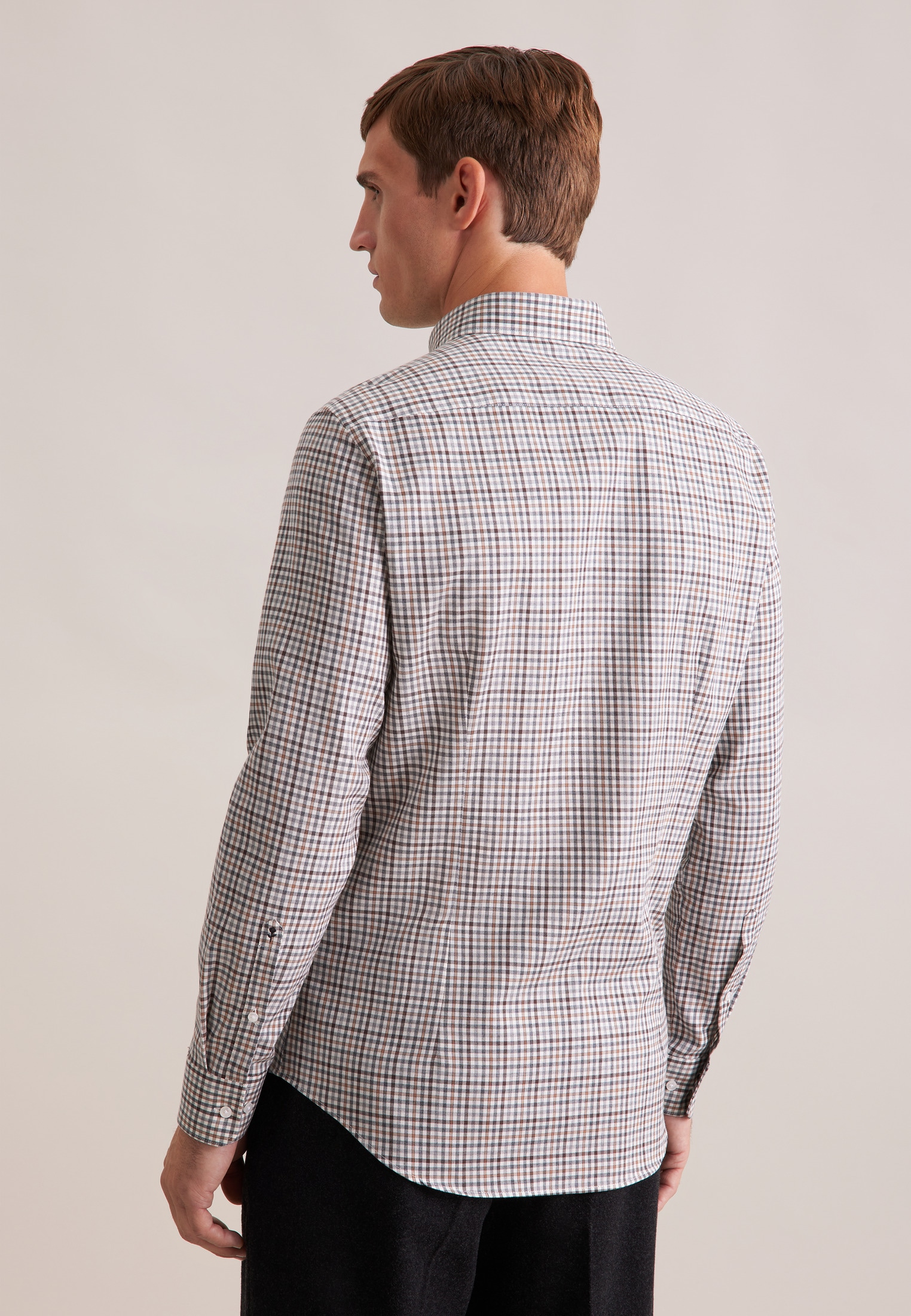 seidensticker Flanellhemd »Schwarze Rose«, Slim 1/1 Button-Down-Kragen Karo