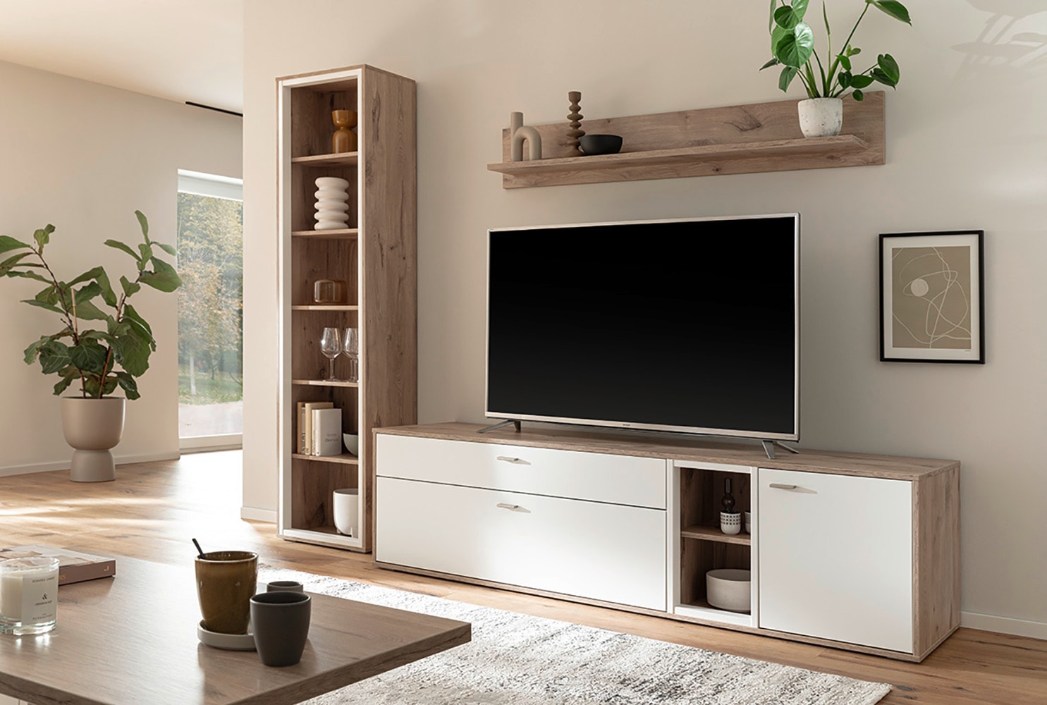 MCA furniture Wohnwand »SANTERNO«, (Komplett-Set, 3 St., 3-teilg), Wohnzimmer Set (3-tlg.), Türen & Schubkästen gedämpft, Breite 264 cm