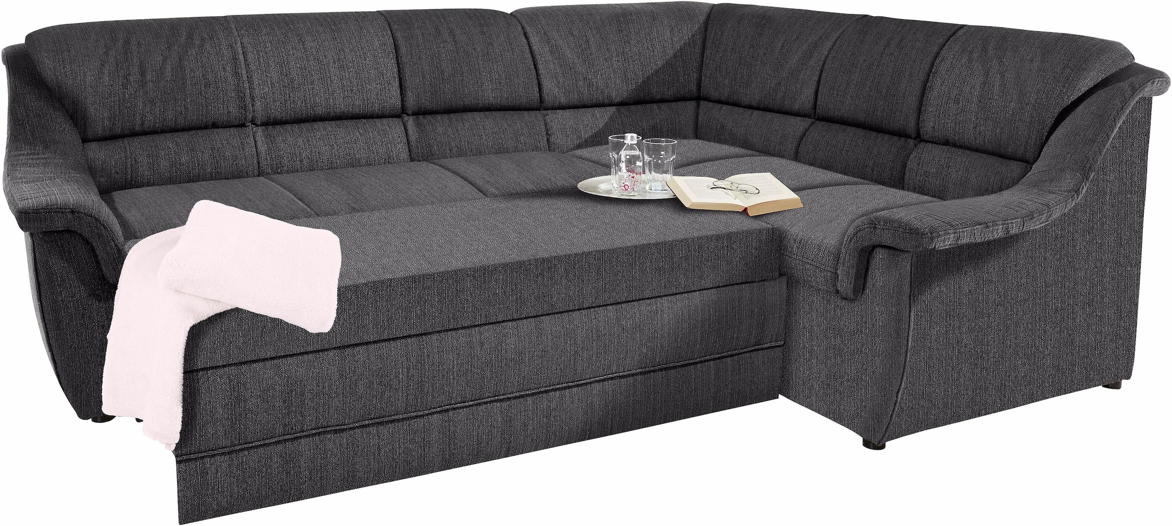 DOMO collection Ecksofa »Lale zeitlose Formensprache, komfortabel, L-Form«, mit langem Schenkel, wahlweise mit Bettfunktion