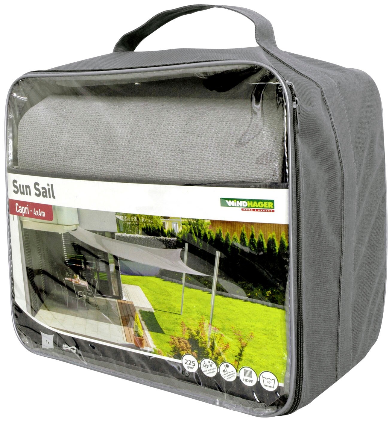 Windhager Sonnensegel »Capri Quadrat«, 4x4m, grau