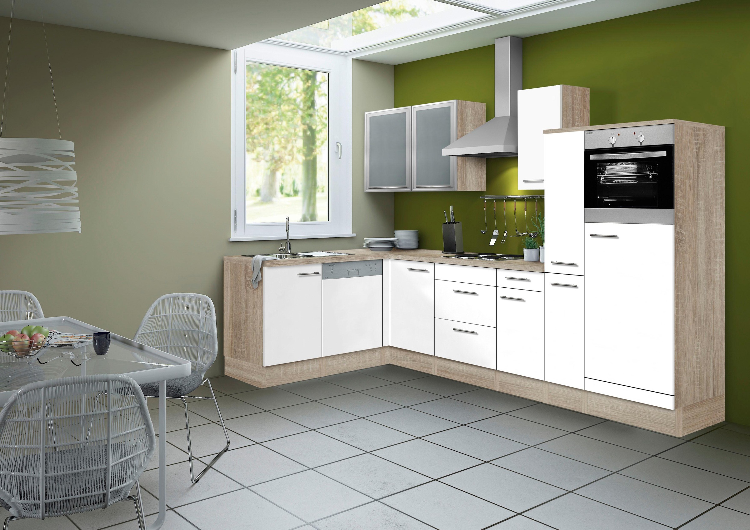 OPTIFIT Winkelküche »Kalmar«, Stellbreite 300x175 cm, wahlweise mit E-Geräten, mit Arbeitsplatte