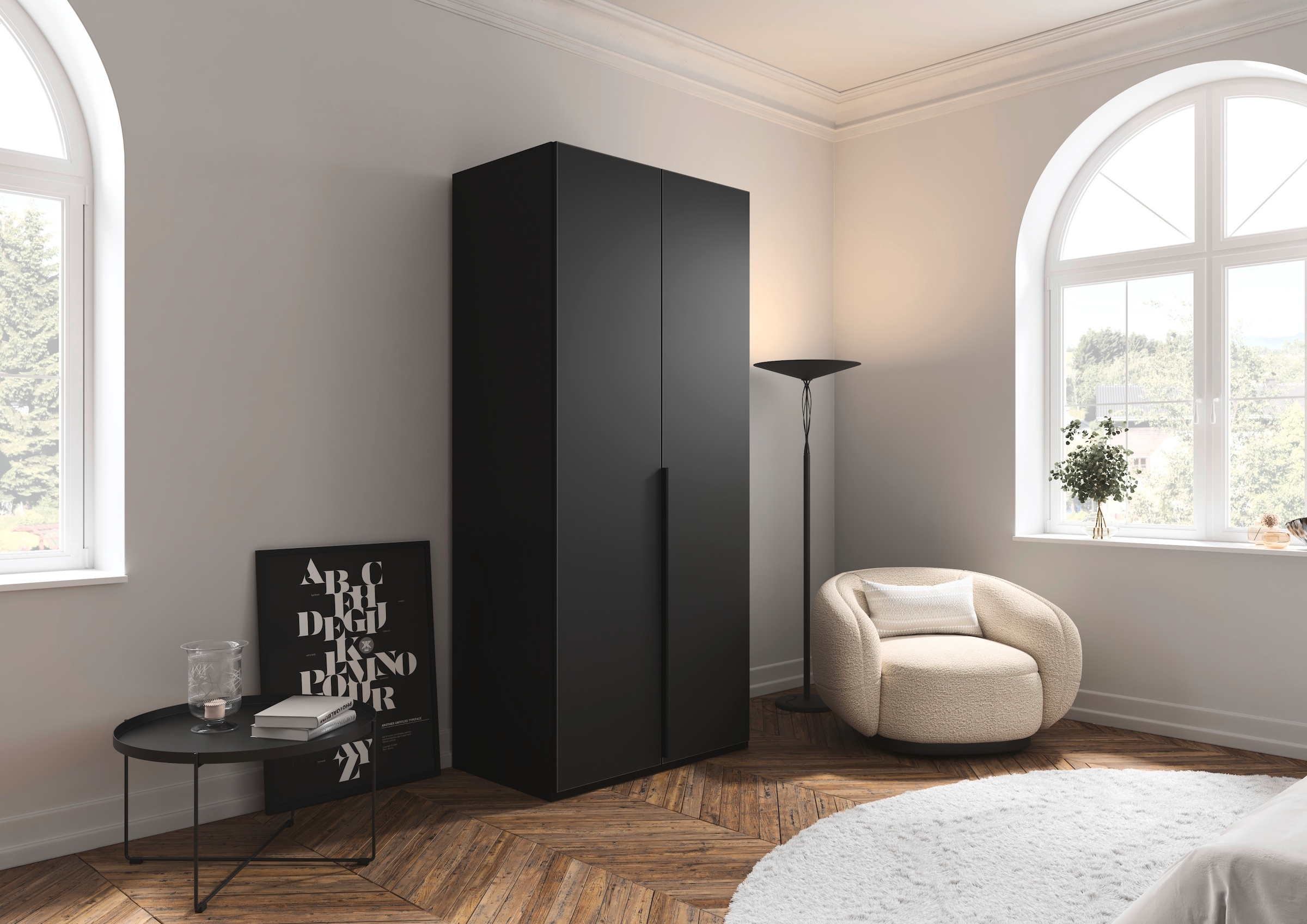 LeGer Home by Lena Gercke Kleiderschrank »Schrank Garderobe Ankleide Schlafzimmer Flur SERINA Eyecatcher«, (in 3 verschiedenen Ausstattungen BASIC/CLASSIC/PREMIUM), in 6 Breiten (101 - 401 cm) mit Front Glas oder Dekor MADE IN GERMANY