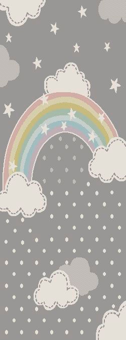 Lüttenhütt Kinderteppich »Regenbogen«, rechteckig, 13 mm Höhe, Kurzflor, Hoch-Tief-Struktur, Wolken, Punkte, Sterne, Pastell-Farben