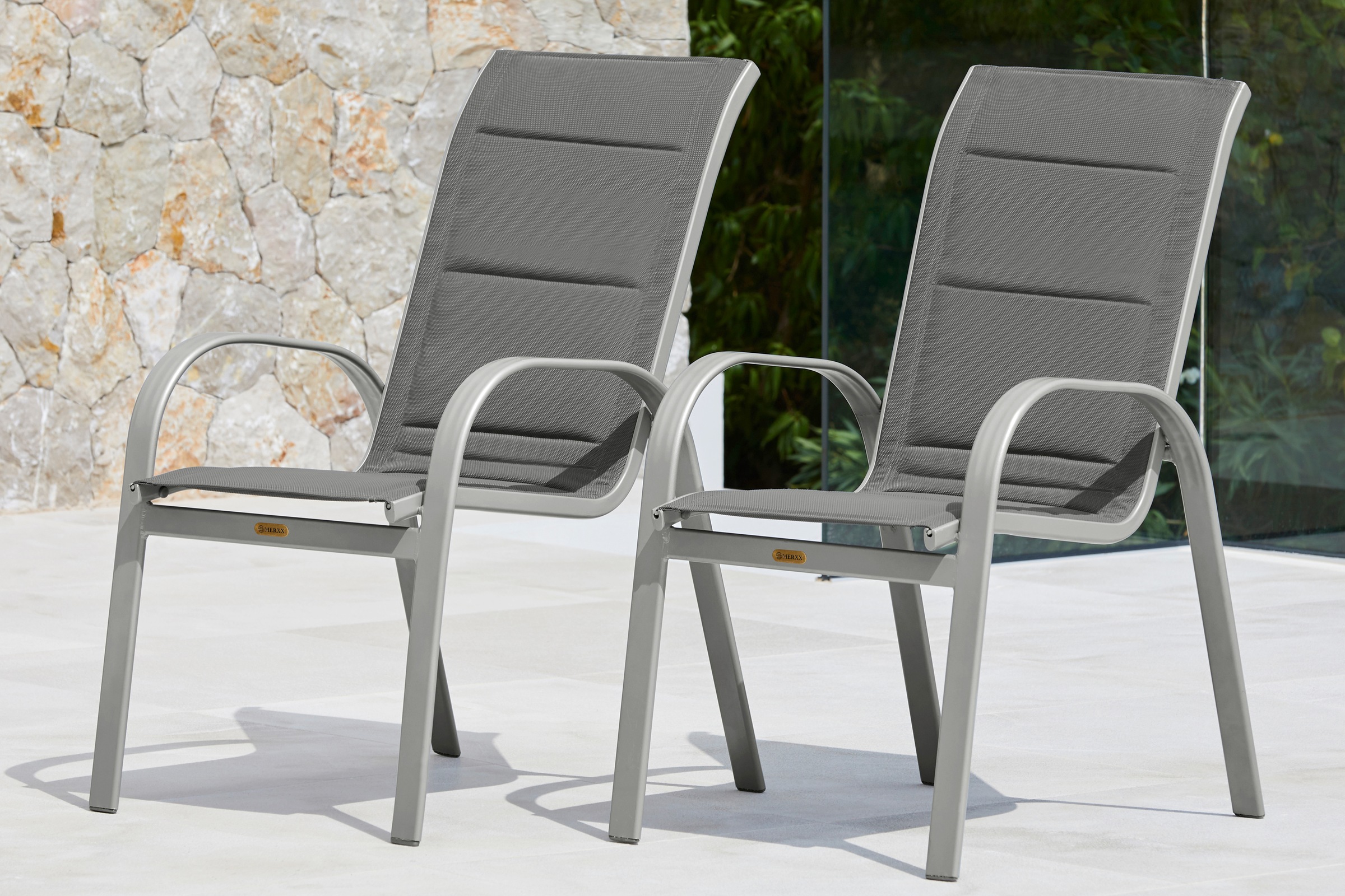 MERXX Stapelstuhl »Amalfi Deluxe« (Set) 2 Stk. 2er Set, Alu/Textil, stapelb günstig online kaufen