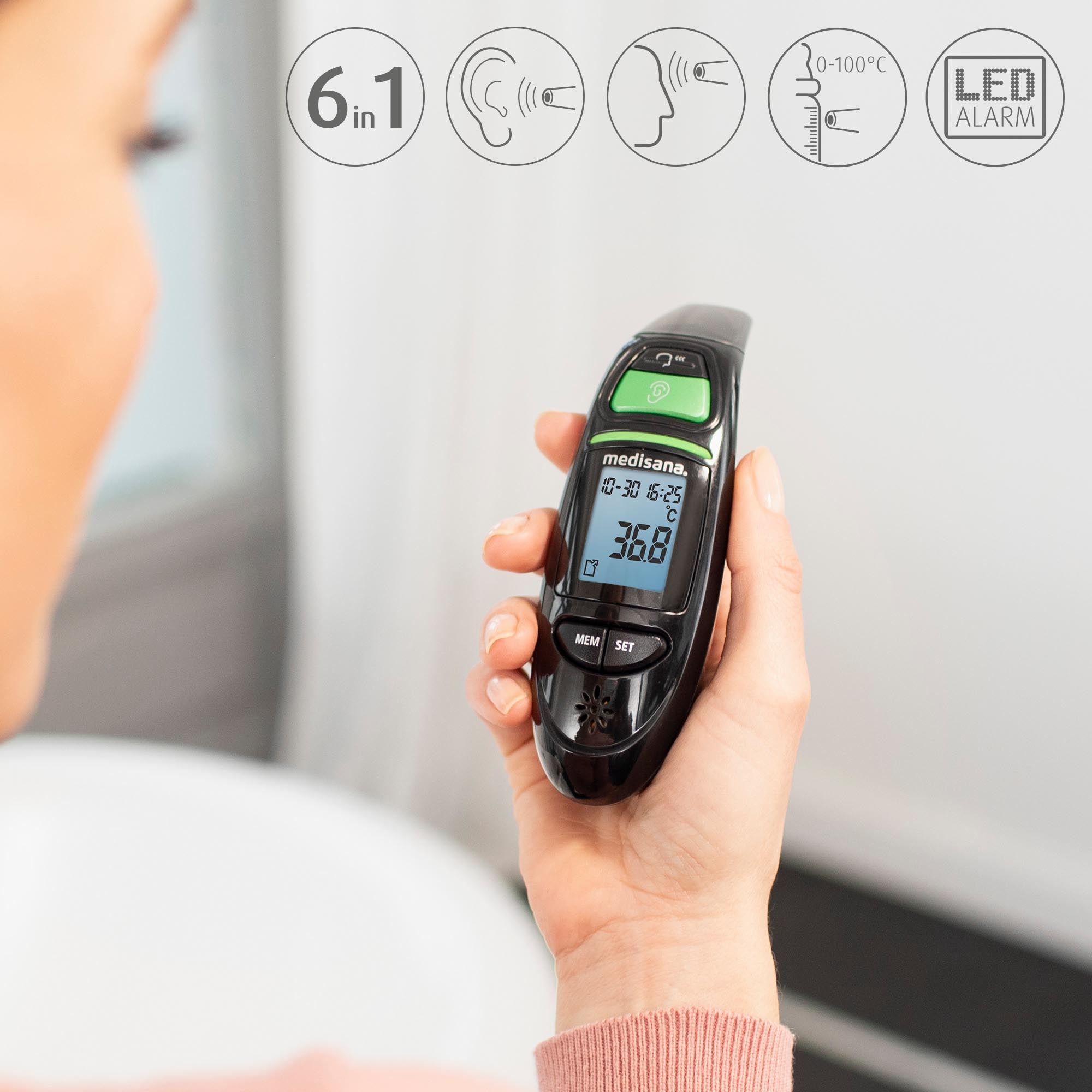 Medisana Infrarot-Fieberthermometer »TM 750« Messung von Körper- & Umgebungstemperatur, Flüssigkeiten, Oberflächen