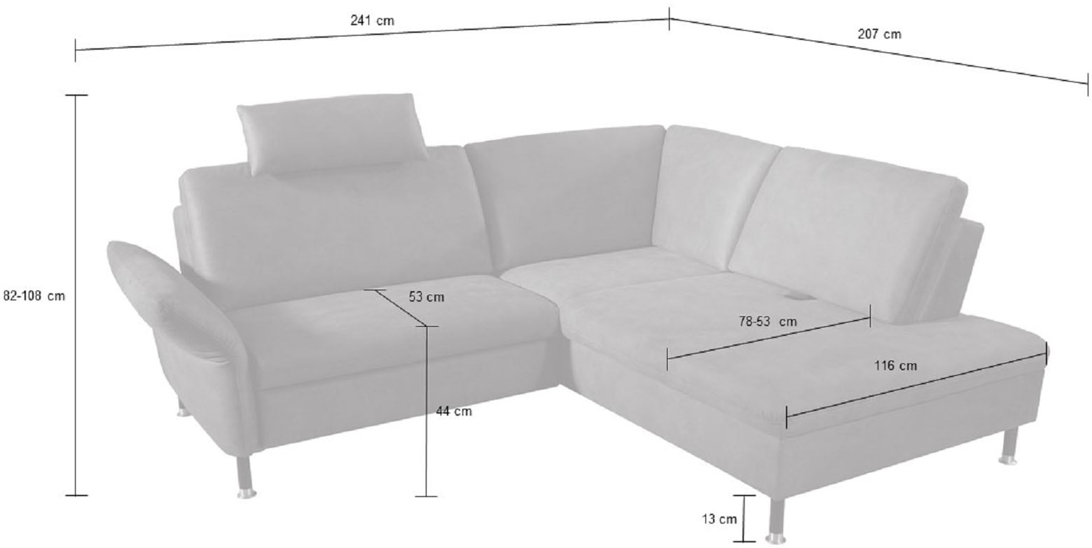 alina Ecksofa »Janis« inkl. Sitztiefenverstellung und Kopfstütze