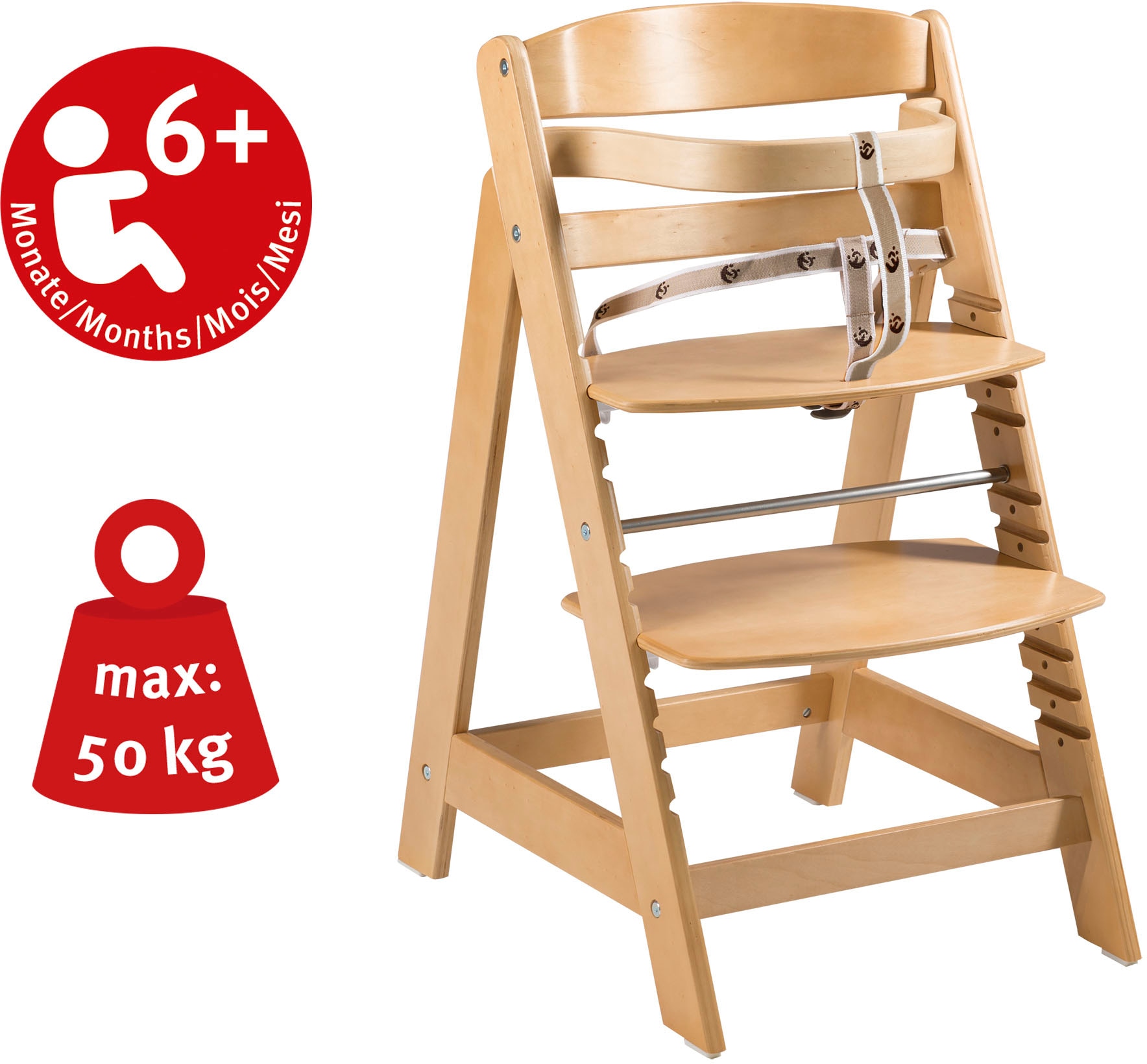 »Treppenhochstuhl Raten Up natur«, Holz auf roba® Sit Hochstuhl Click, kaufen aus