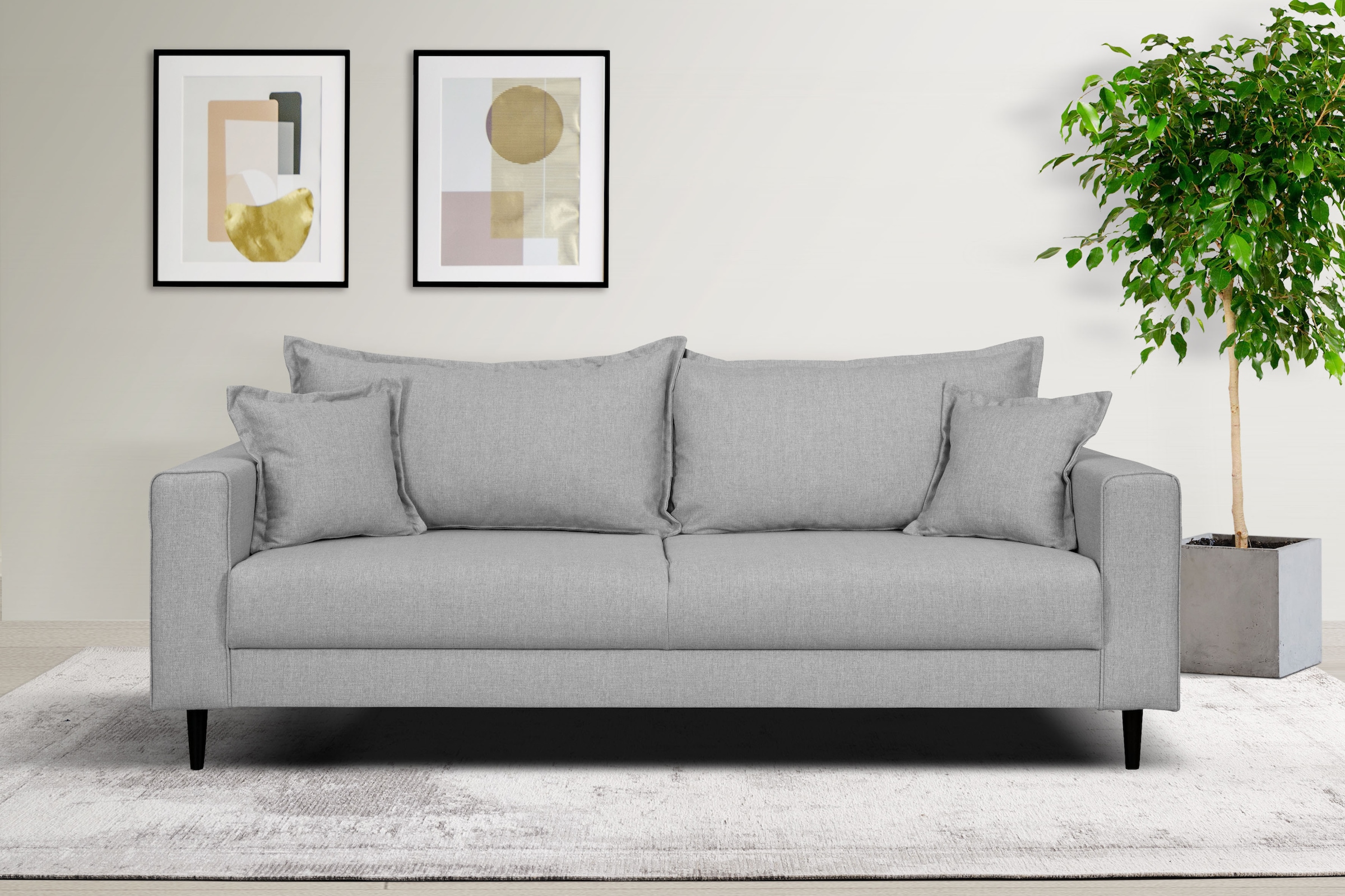 Home affaire 3-Sitzer »VEYRAS, hoher Sitzkomfort, Maße B/T/H: 212/84/76 cm« mit Wellenunterfederung, incl. Rückenkissen und Zierkissen