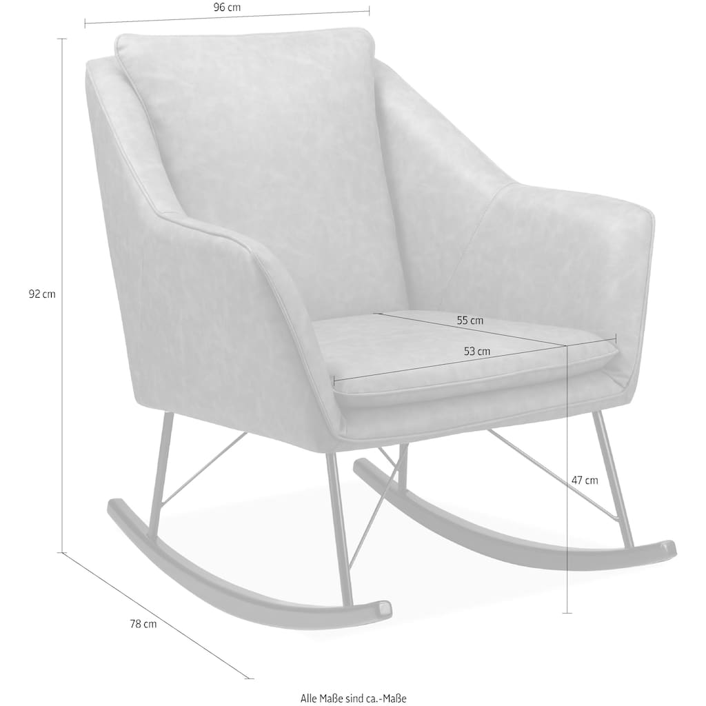 Home affaire Schaukelstuhl »Amelia«, Kunstleder, aus schönem Kunstleder Bezug, in zwei Farbvarianten, Sitzhöhe 47 cm