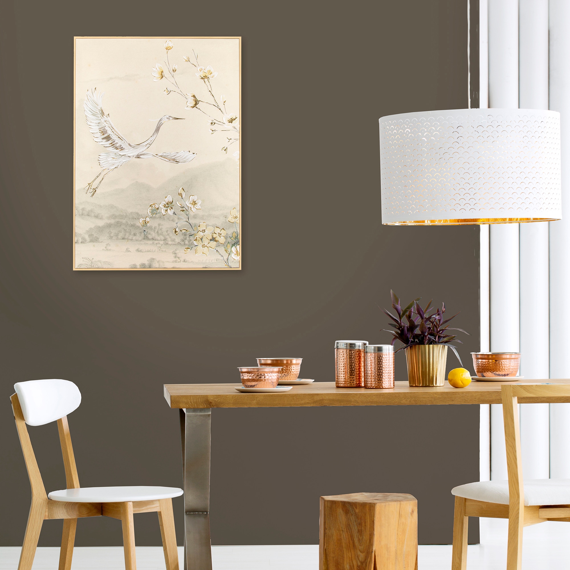 Art for the home Leinwandbild »Kran« 1 Stk. tlg. Handgemalt Wandbild Gold Metallic 50x70cm